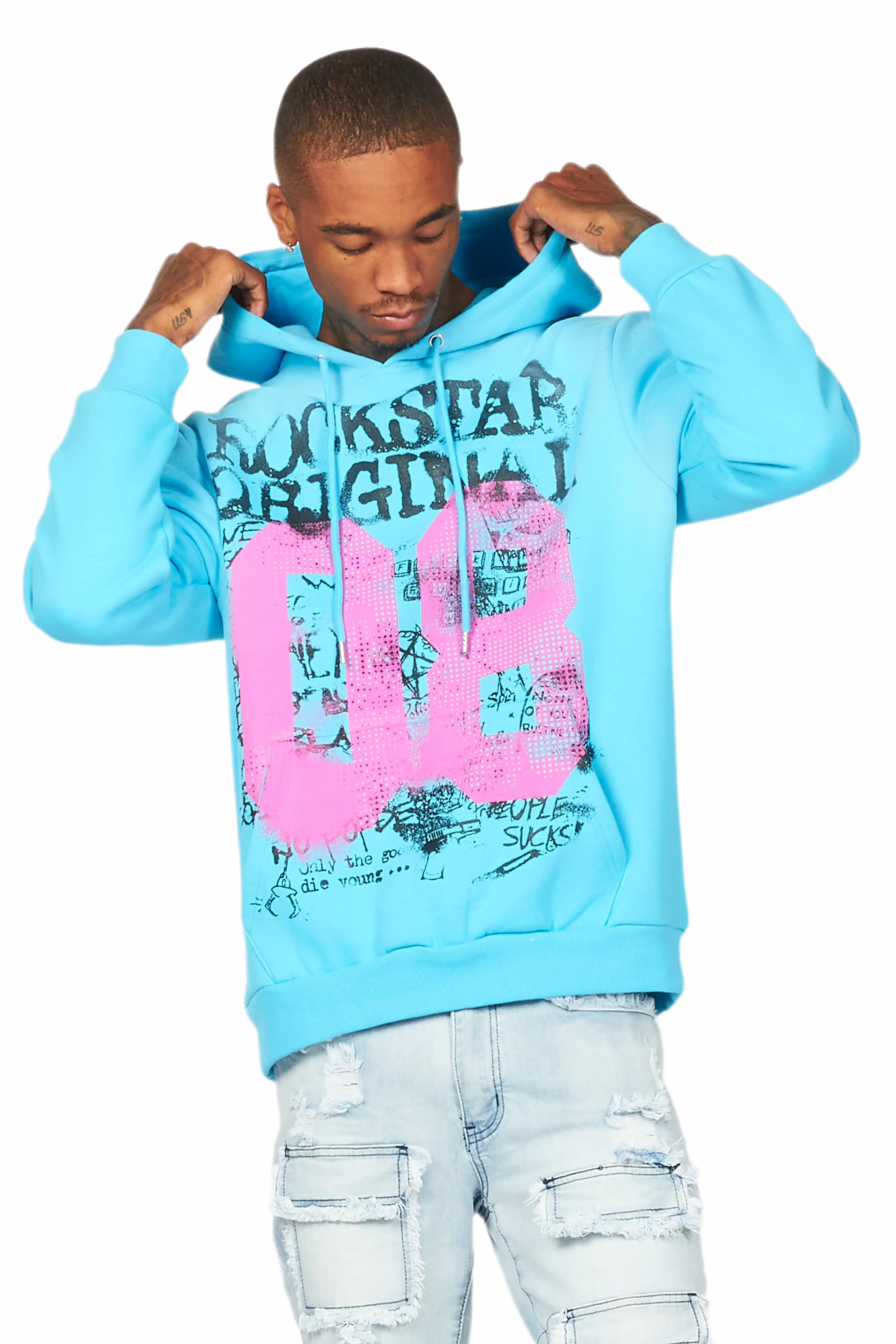 Addax Blue Graphic Hoodie - Image 4