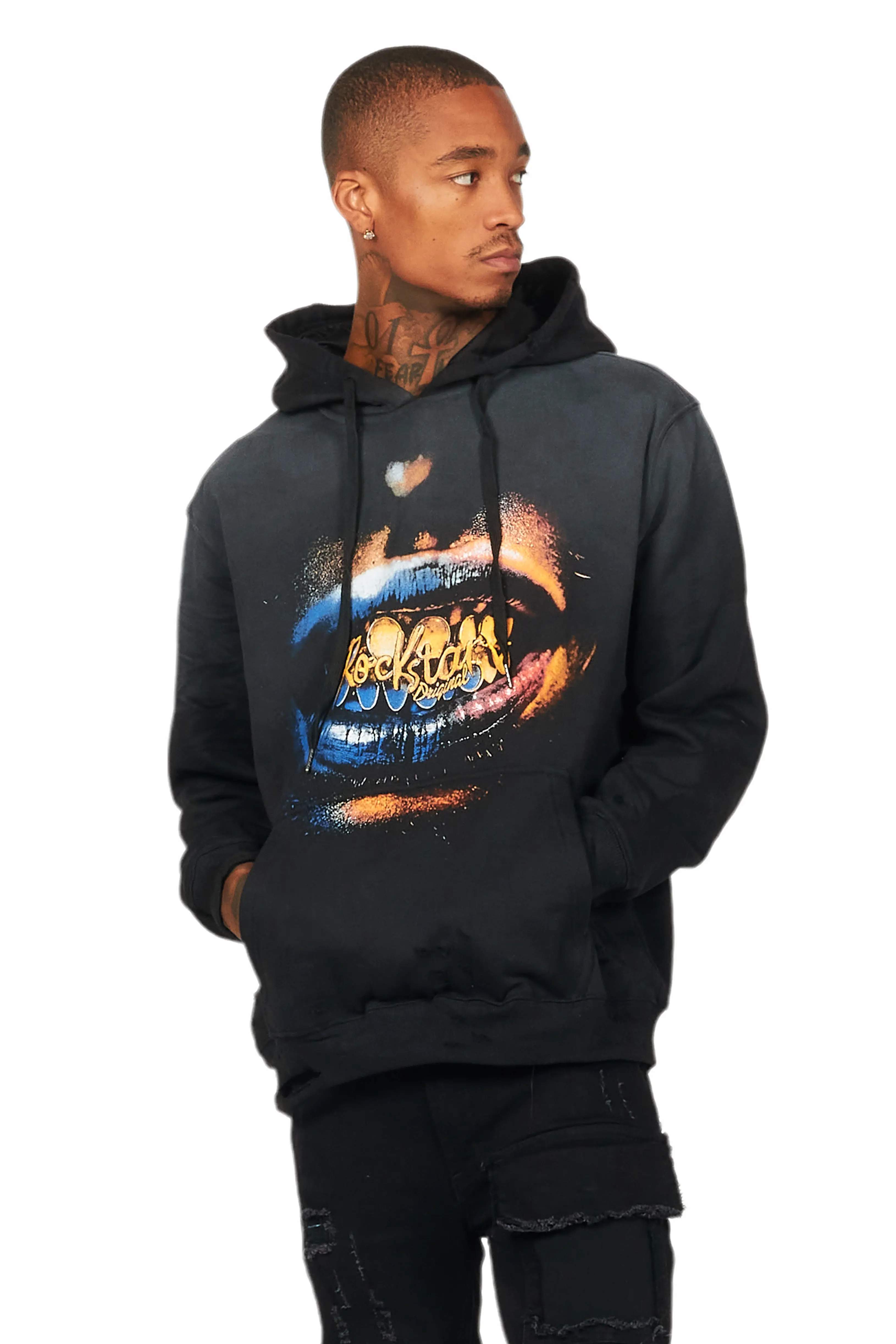 Jabbar Black Graphic Distressed Hoodie - Image 3