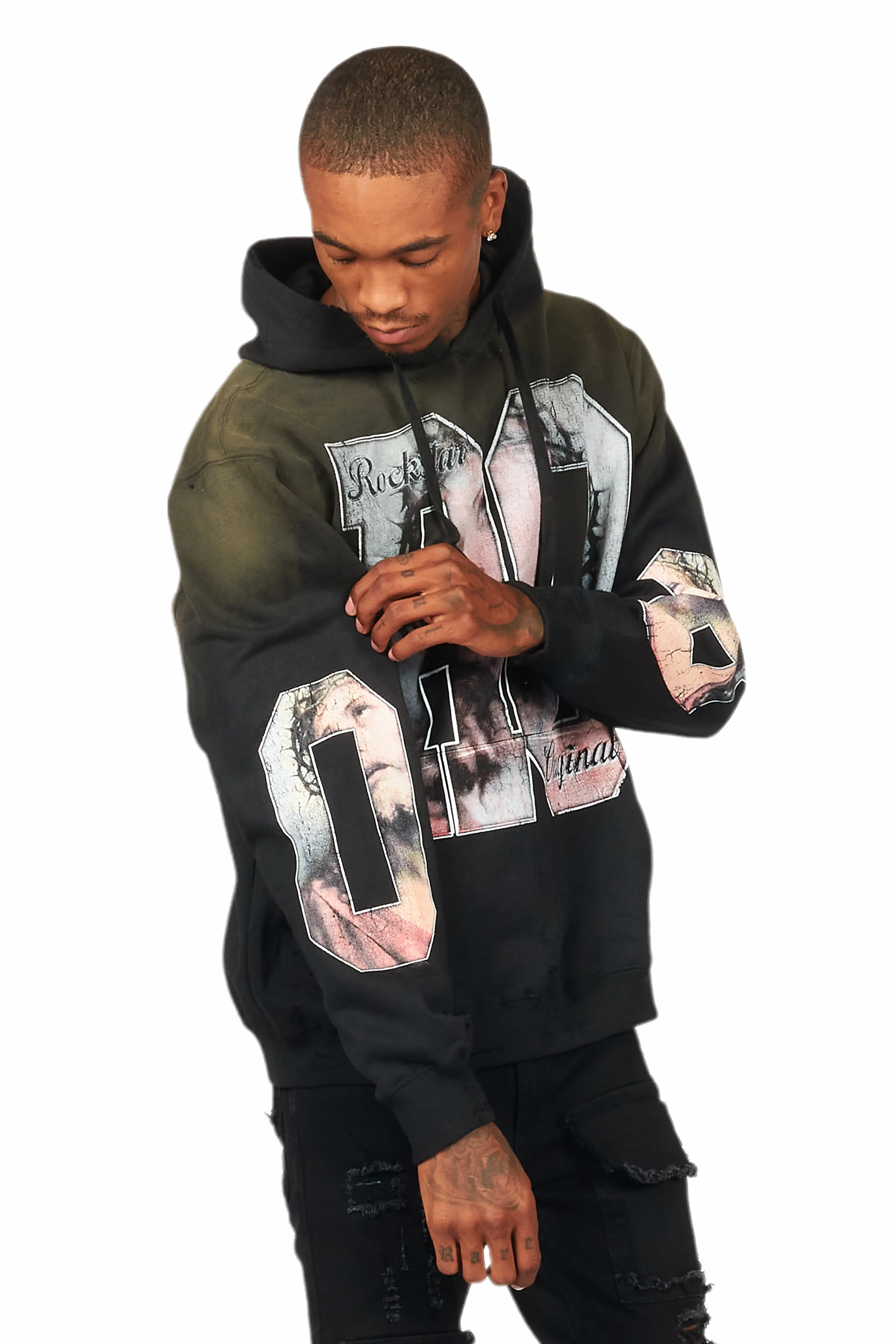 Lainer Black Graphic Distressed Hoodie - Image 5