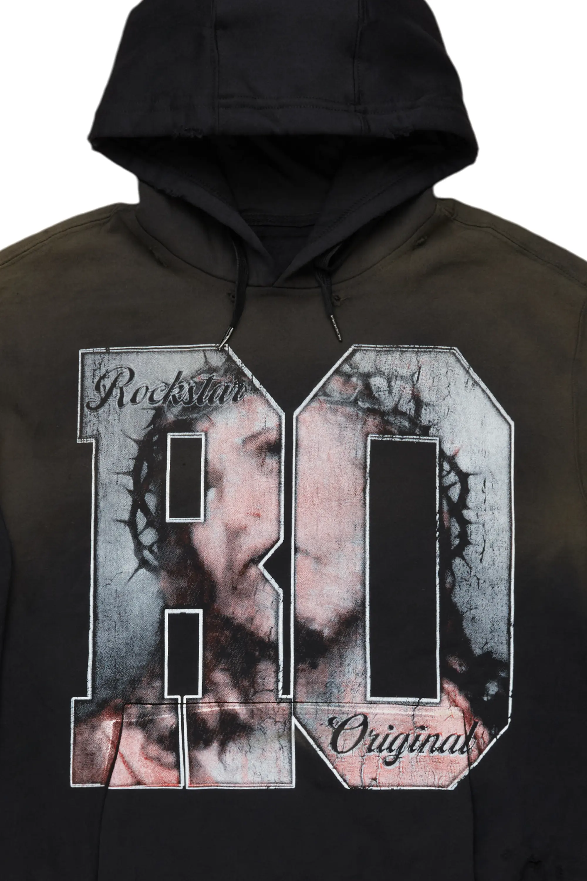 Lainer Black Graphic Distressed Hoodie - Image 6