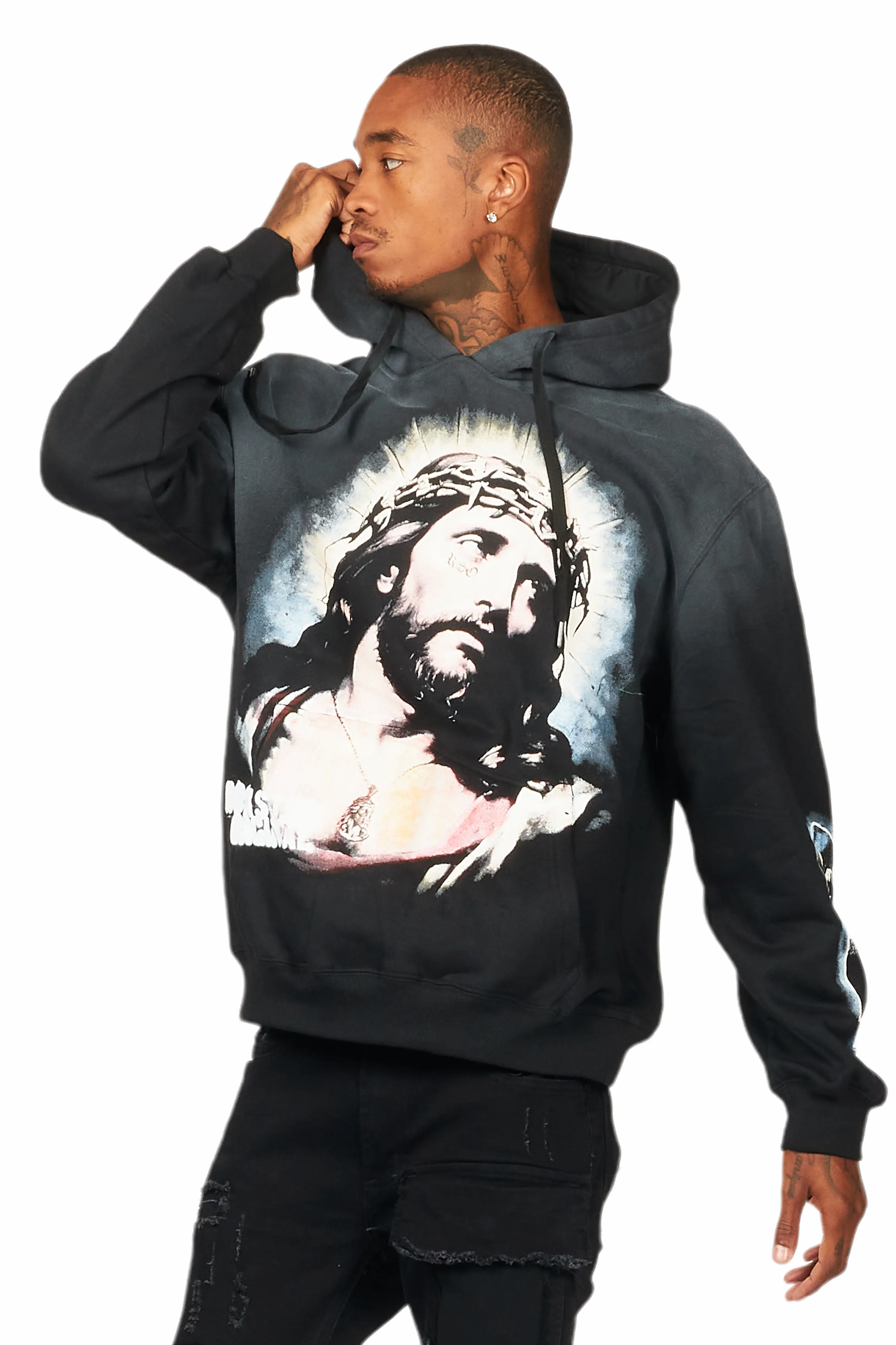 Dacre Black Graphic Hoodie - Image 10