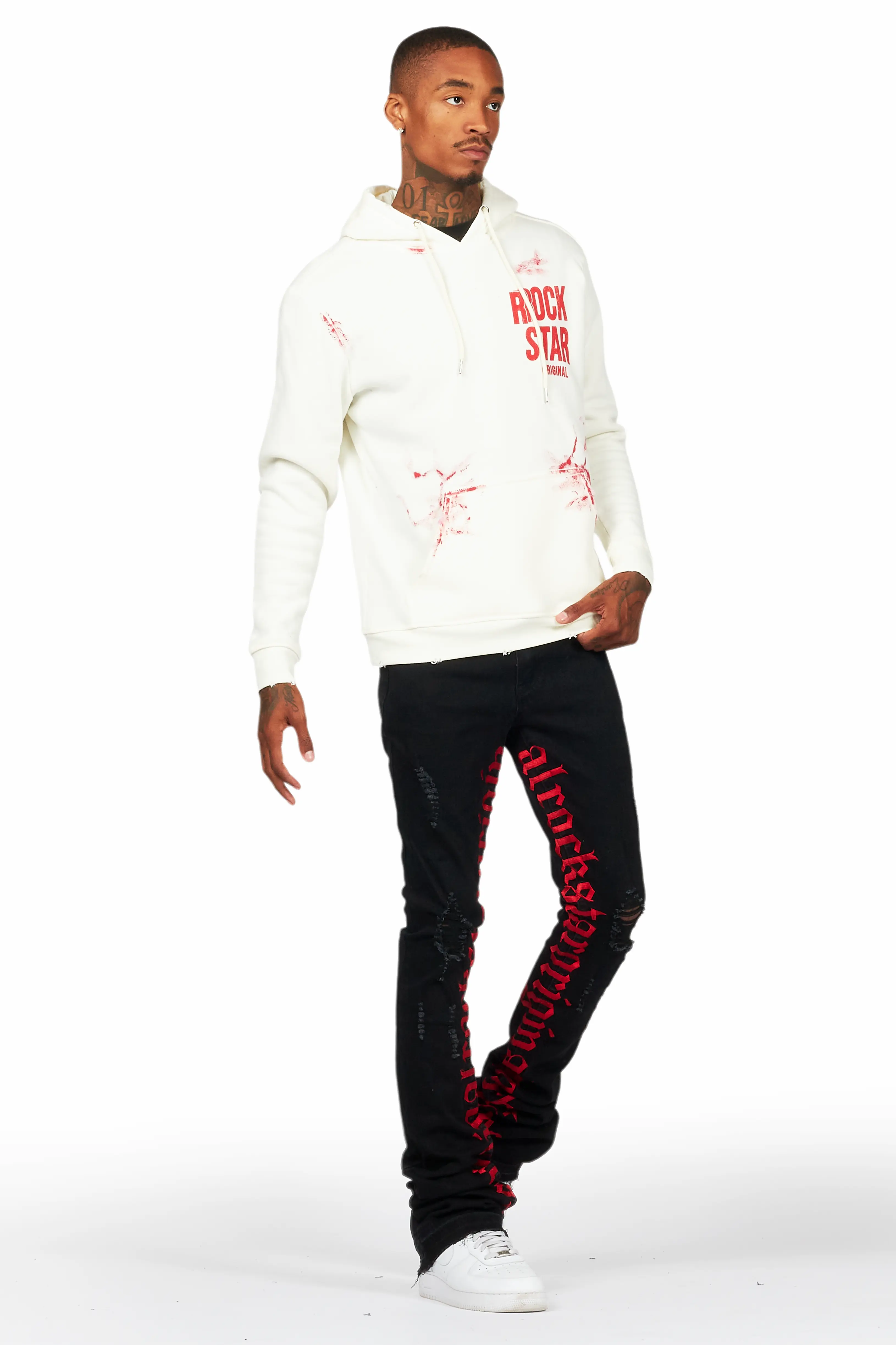 Barras Beige Graphic Hoodie - Image 6