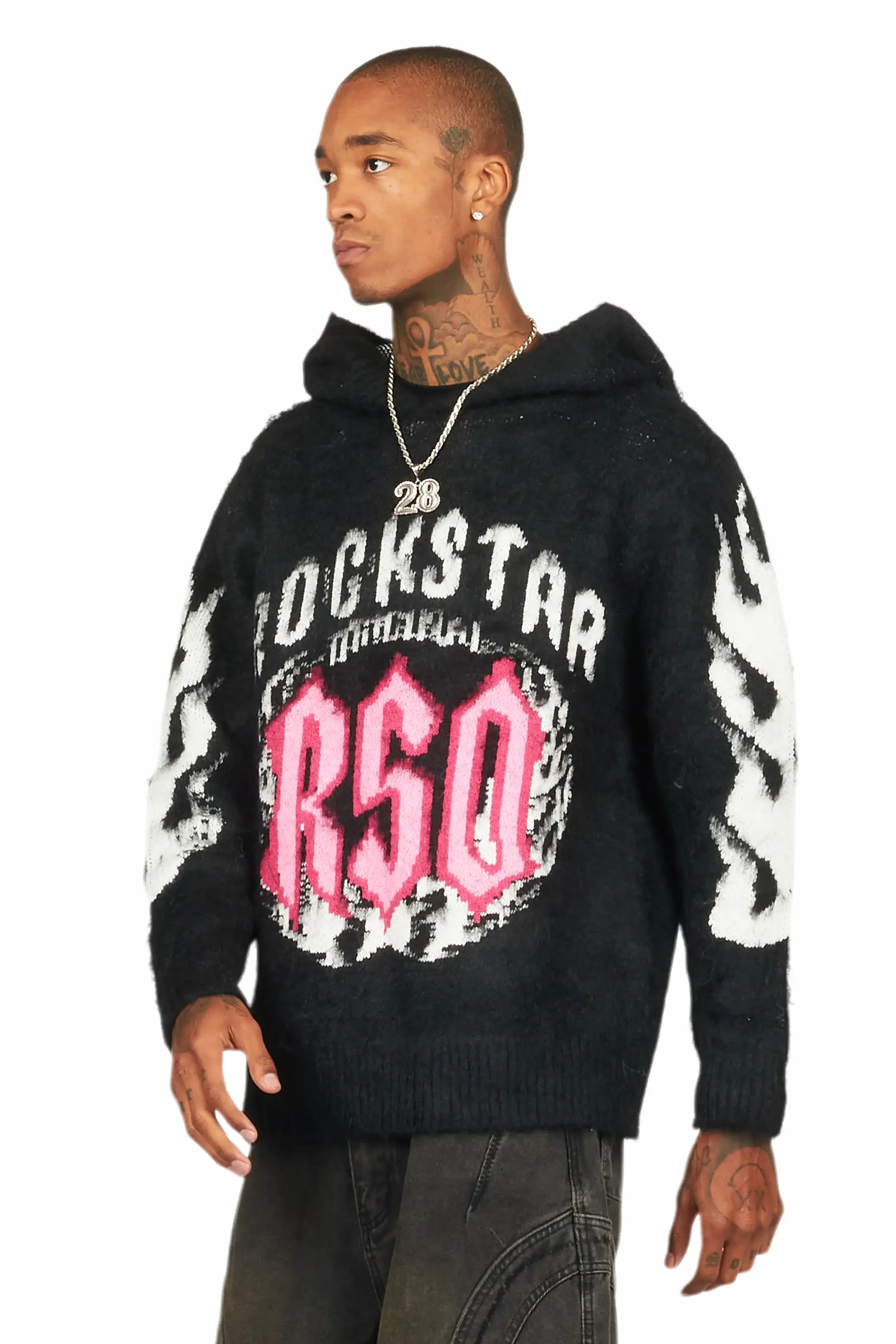 Boaz Black Graphic Mohair Hoodie - Image 5