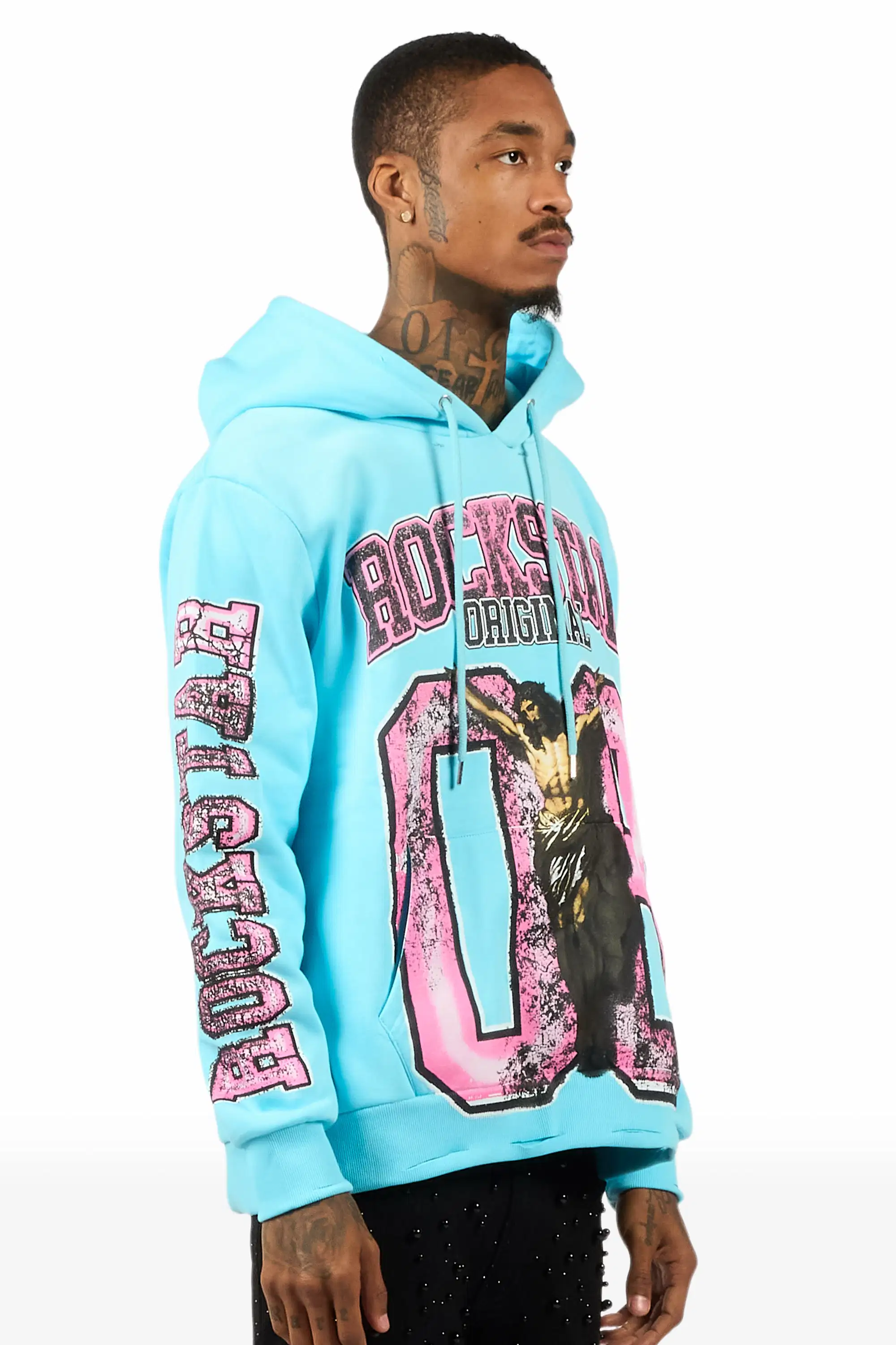 Fields Baby Blue Distressed Graphic Hoodie - Image 3