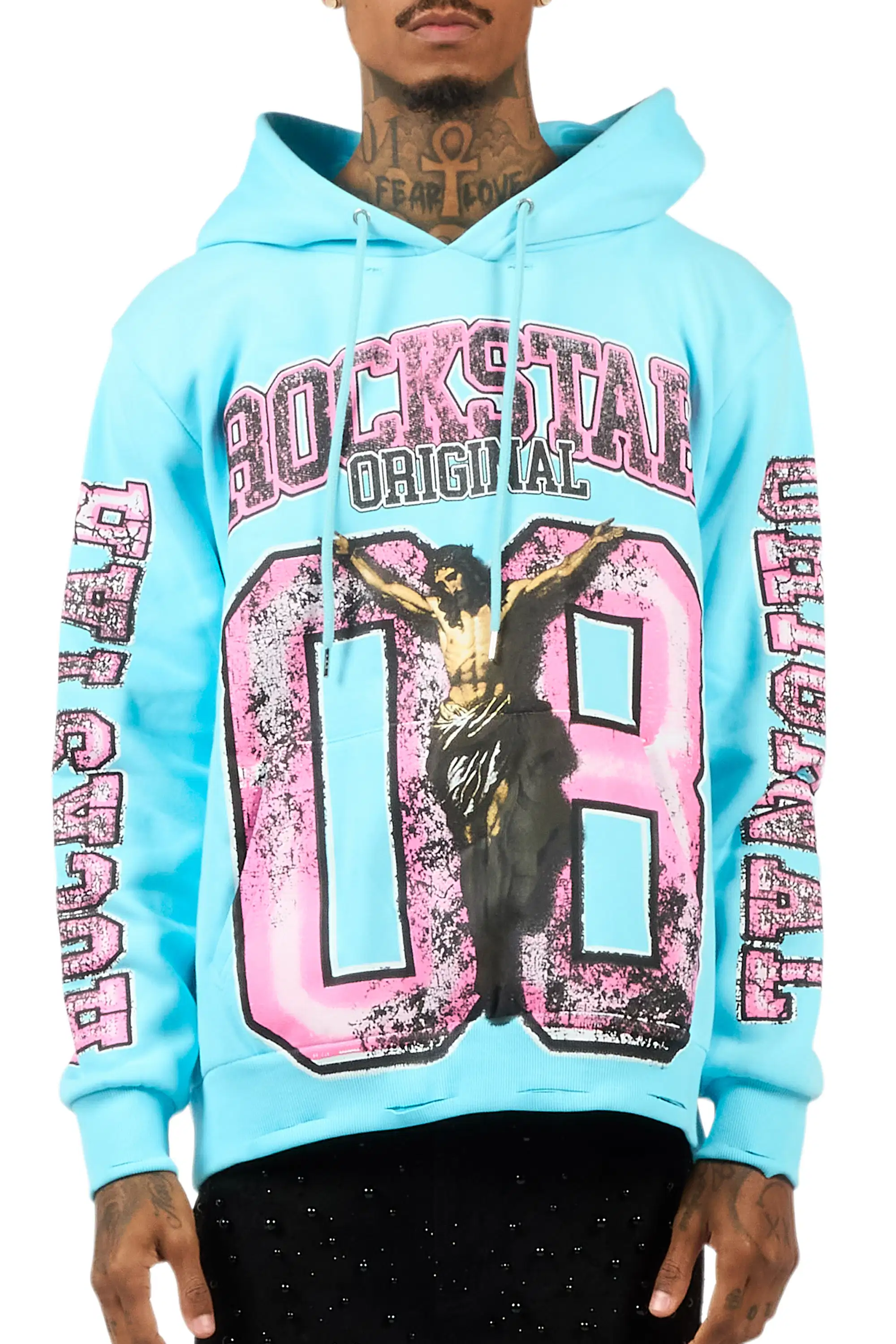Fields Baby Blue Distressed Graphic Hoodie - Image 8