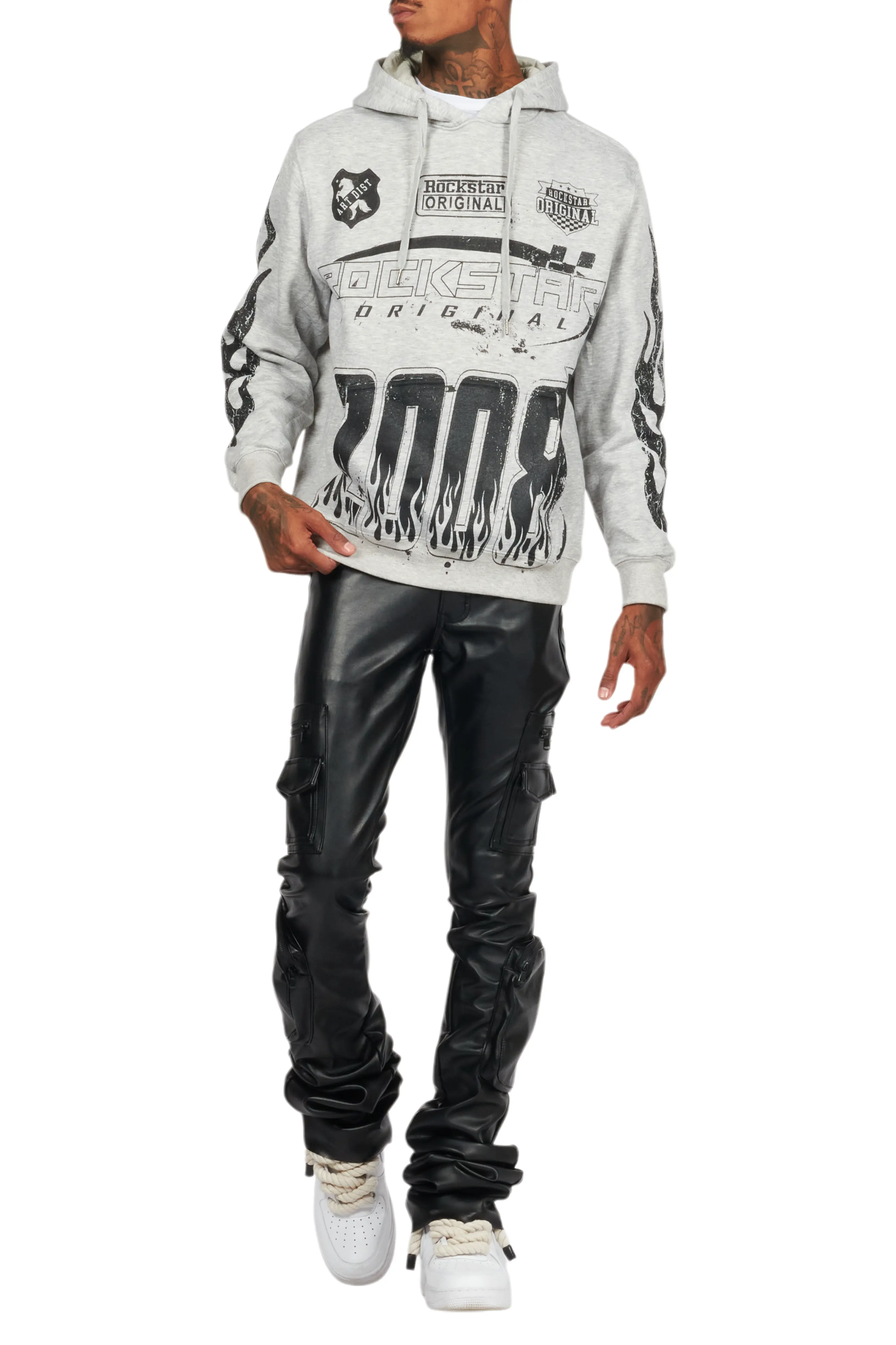 Amos Heather Grey Graphic Hoodie - Image 8