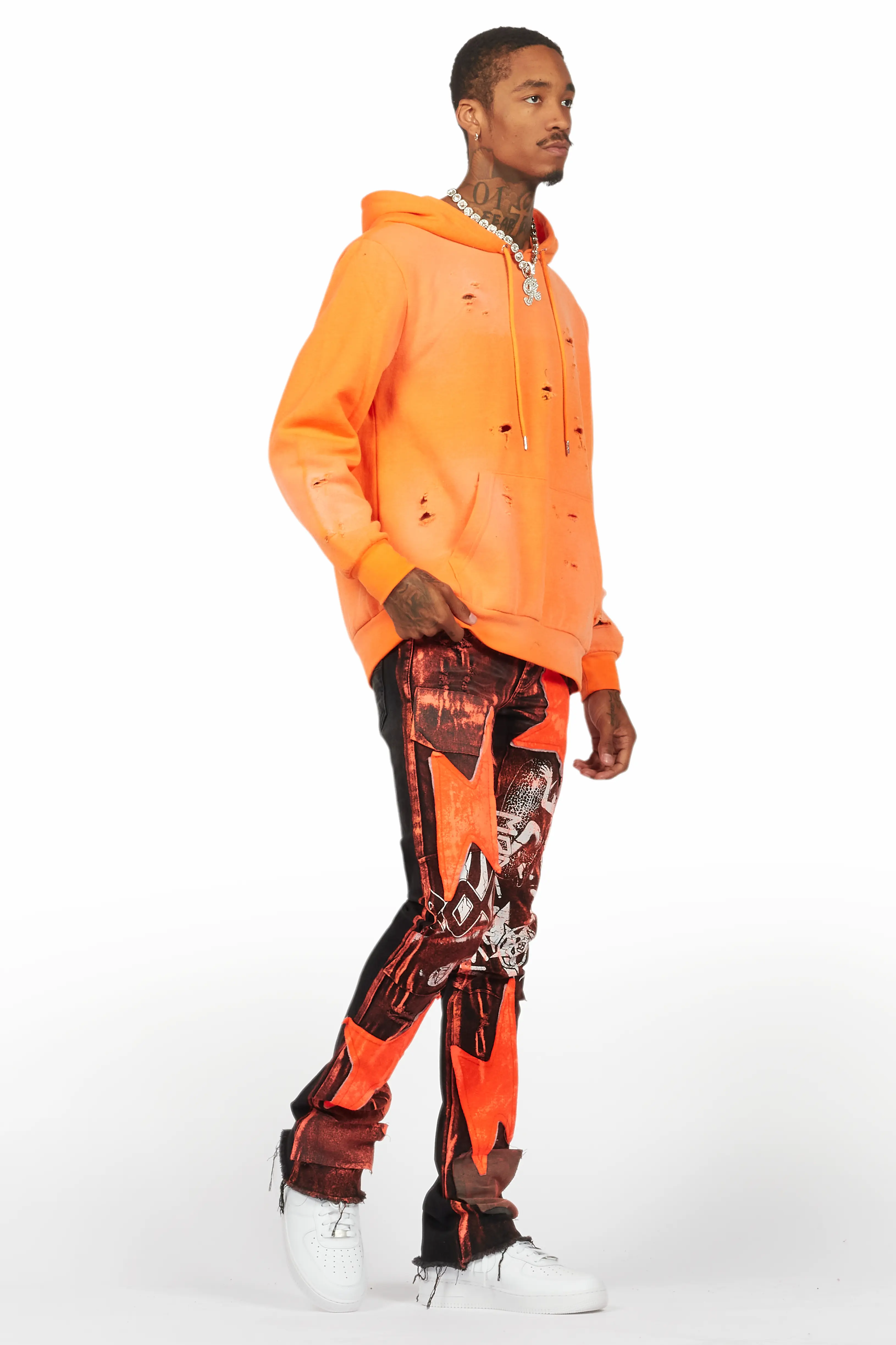 Baki Orange Distressed Hoodie - Image 6