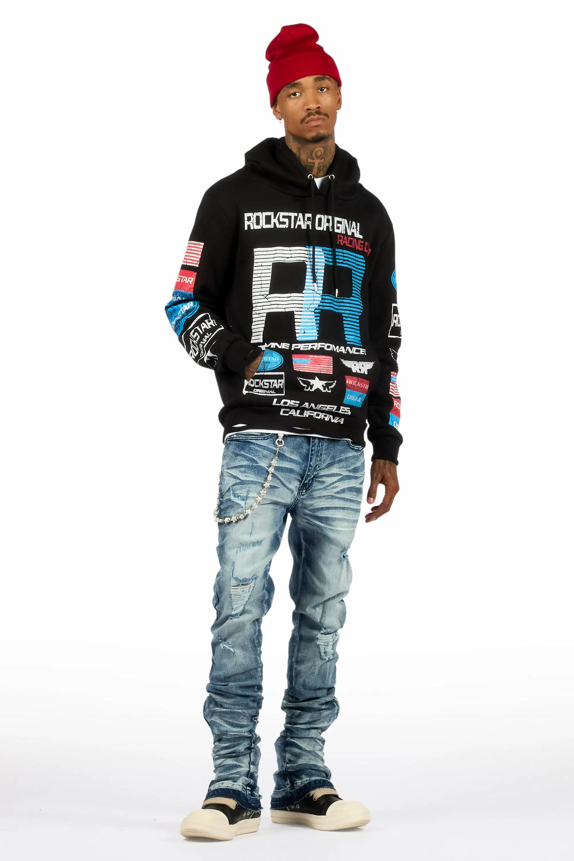 Rso Racing Club Black Distressed Graphic Relaxed Hoodie - Image 3