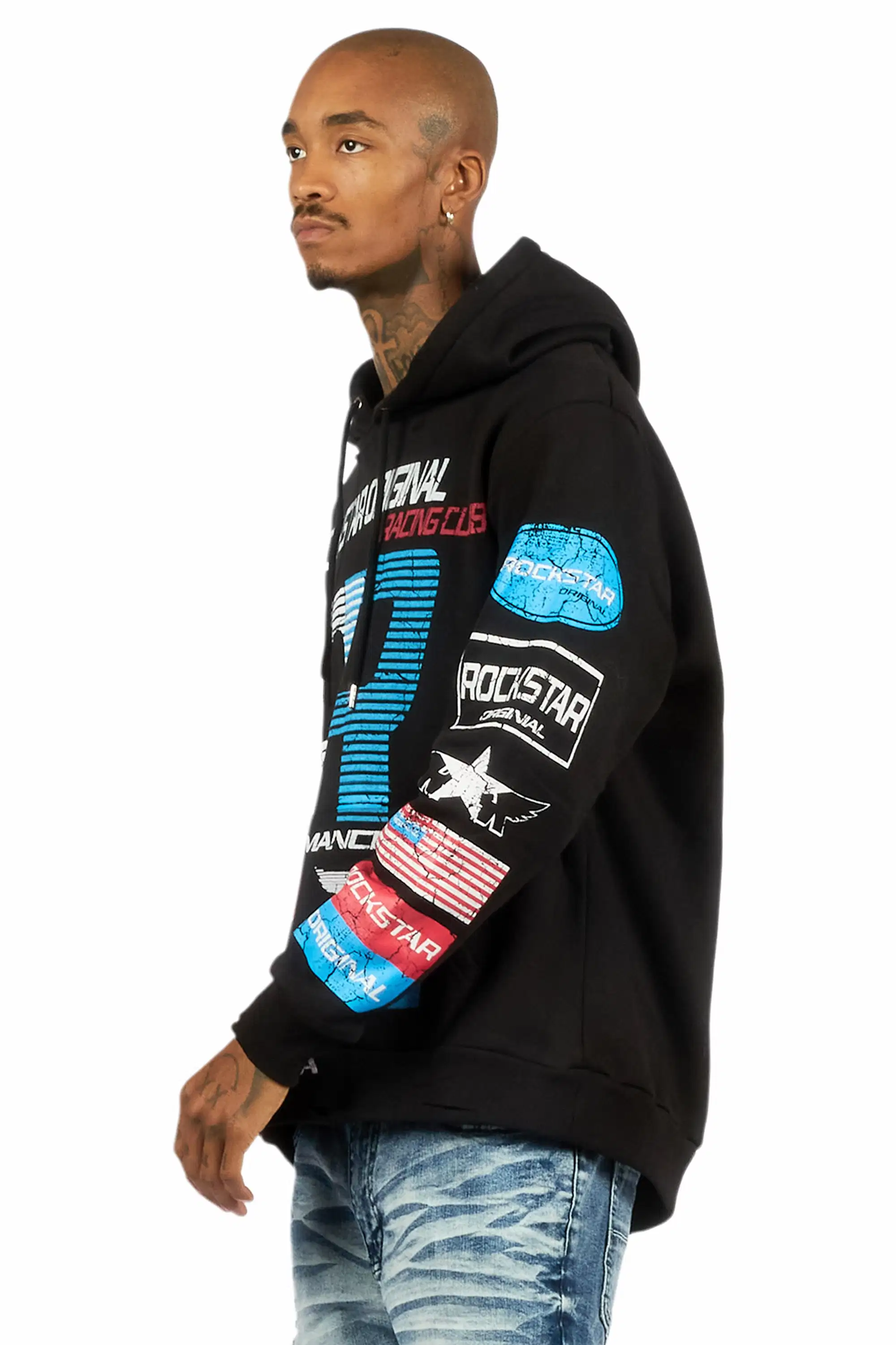 Rso Racing Club Black Distressed Graphic Relaxed Hoodie - Image 5