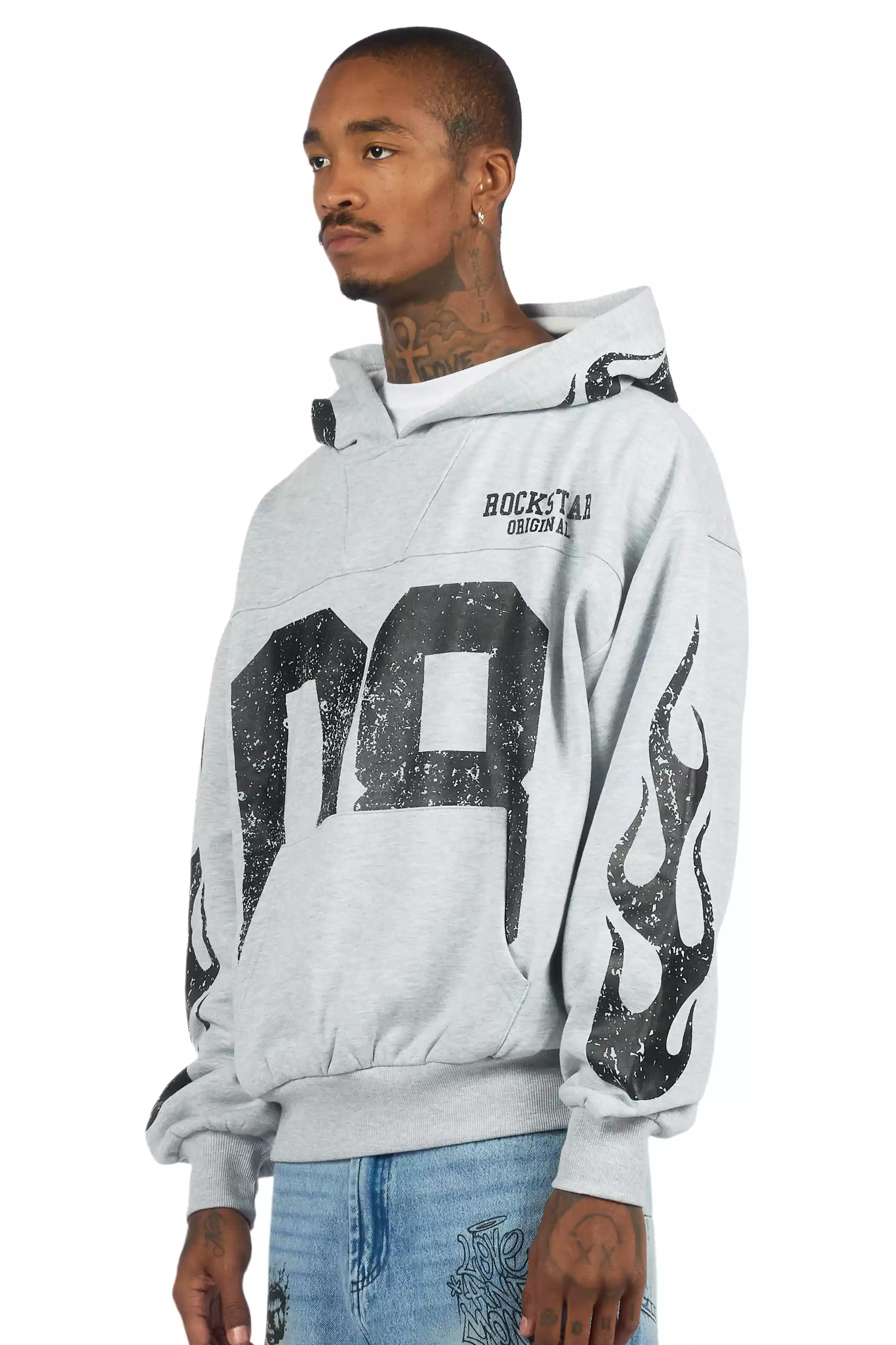 Aubin Heather Grey Boxy Crop Hoodie - Image 5