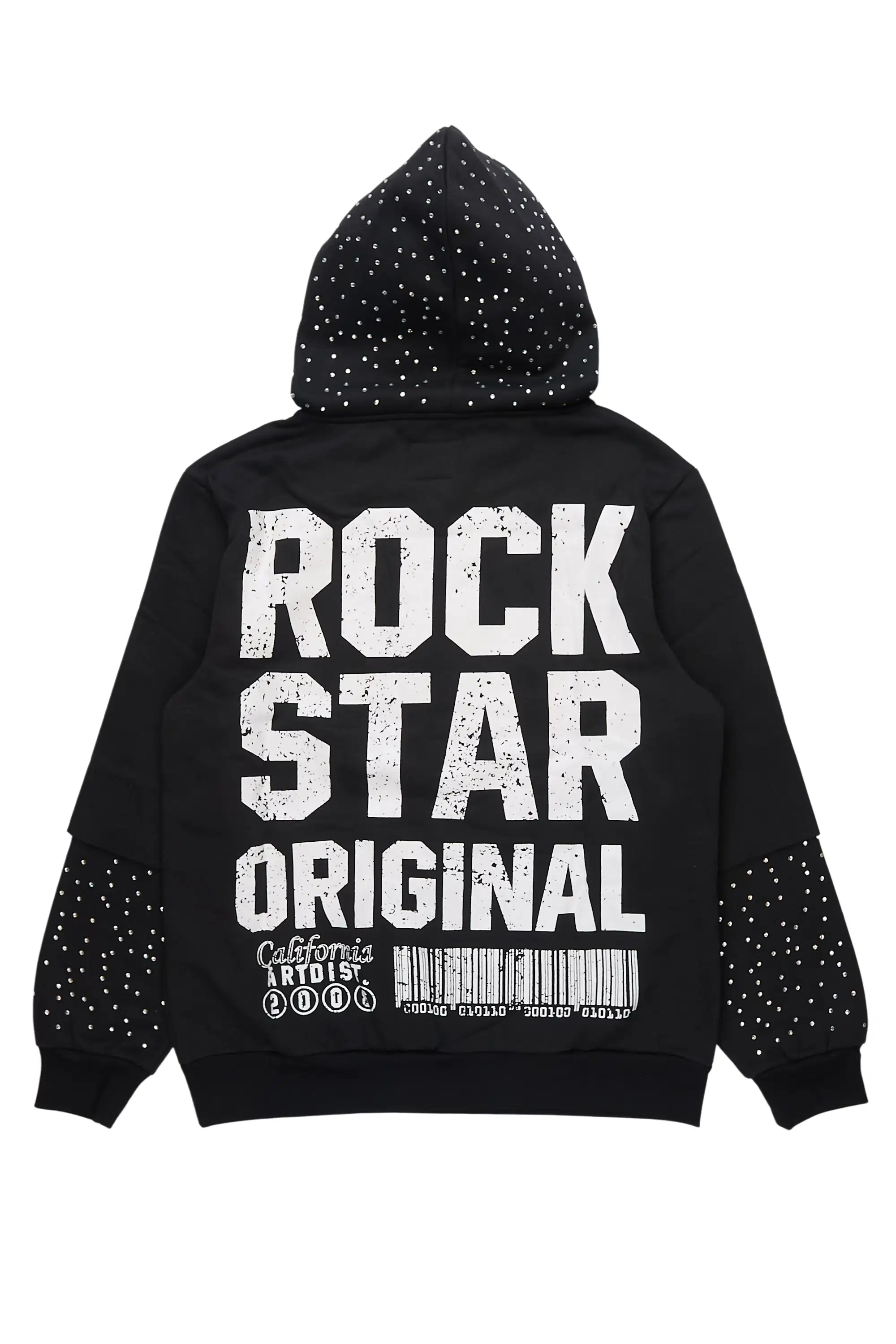 Gabino Black Rhinestone Boxy Crop Hoodie - Image 8