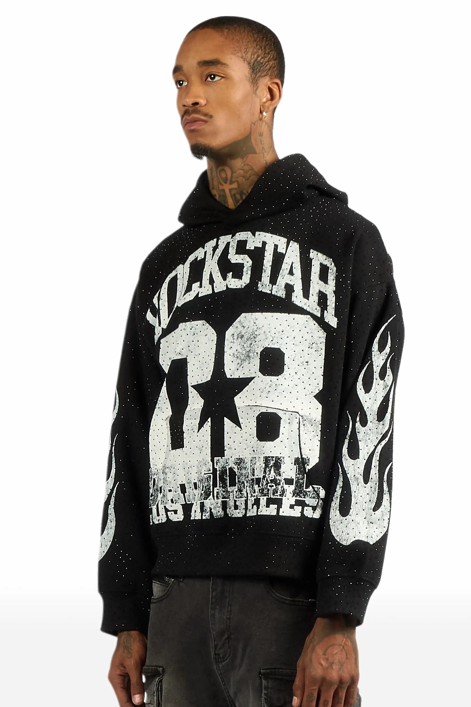 Flamur Black Rhinestone Oversized Hoodie - Image 6