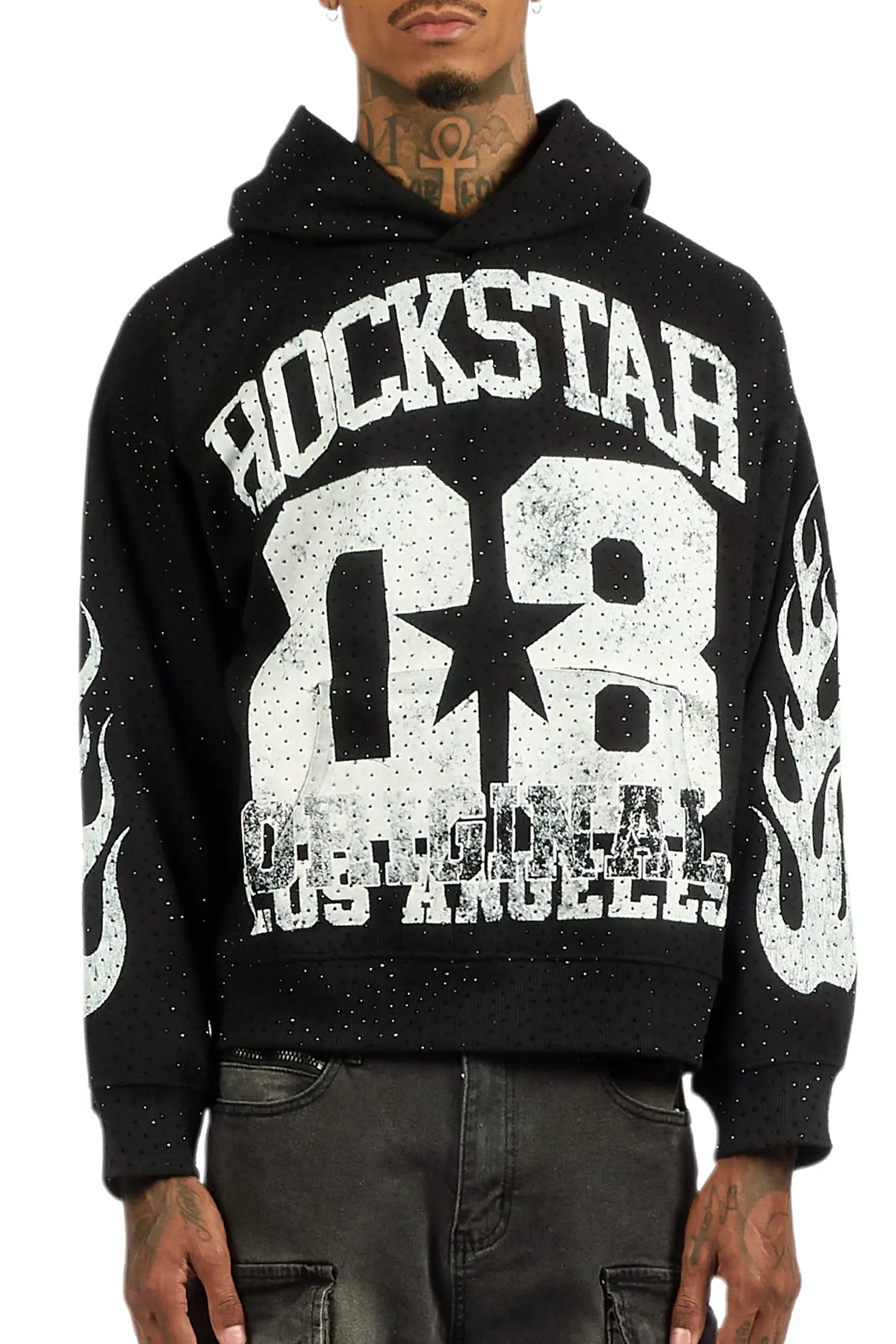 Flamur Black Rhinestone Oversized Hoodie - Image 9