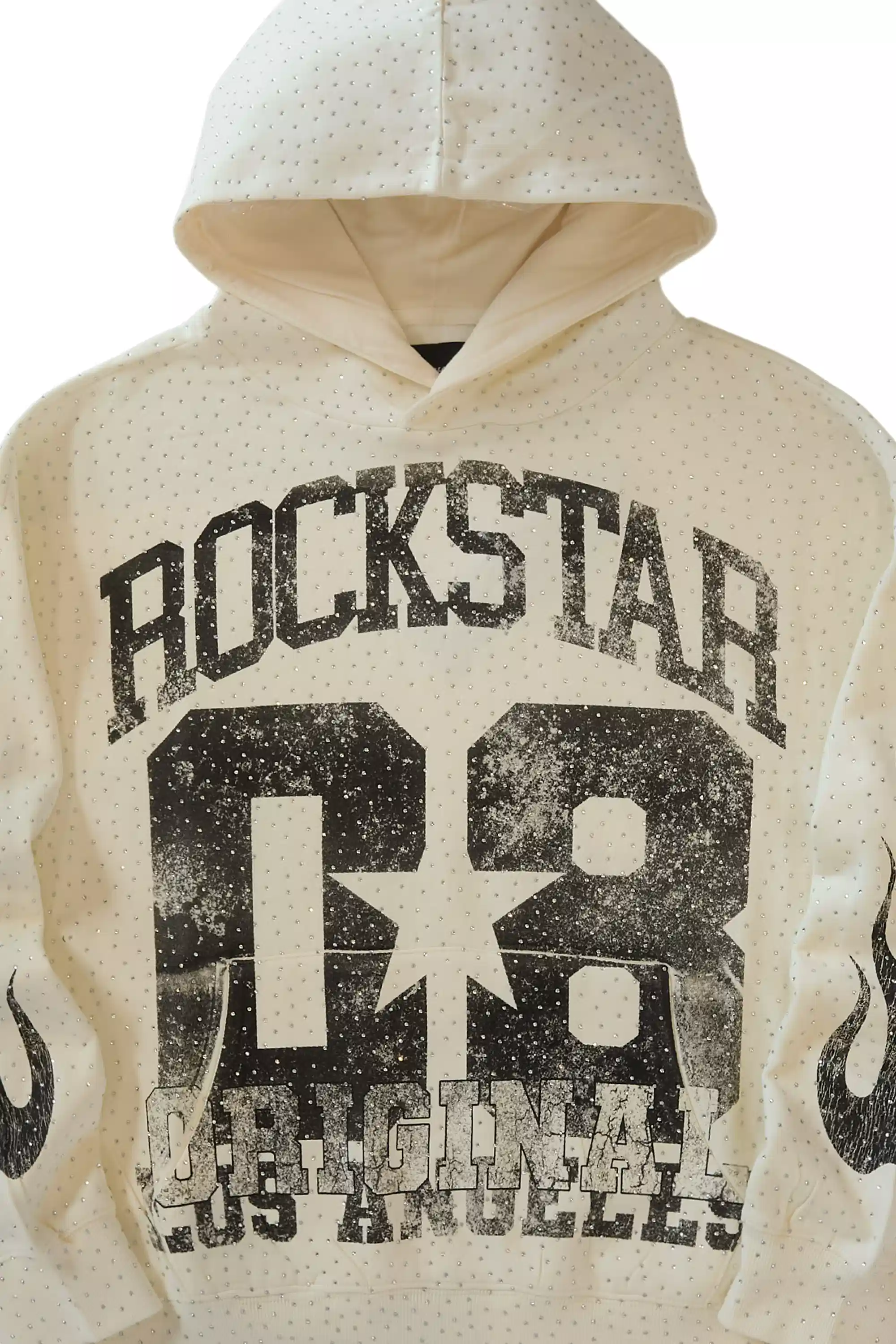 Flamur White Rhinestone Oversized Hoodie - Image 3