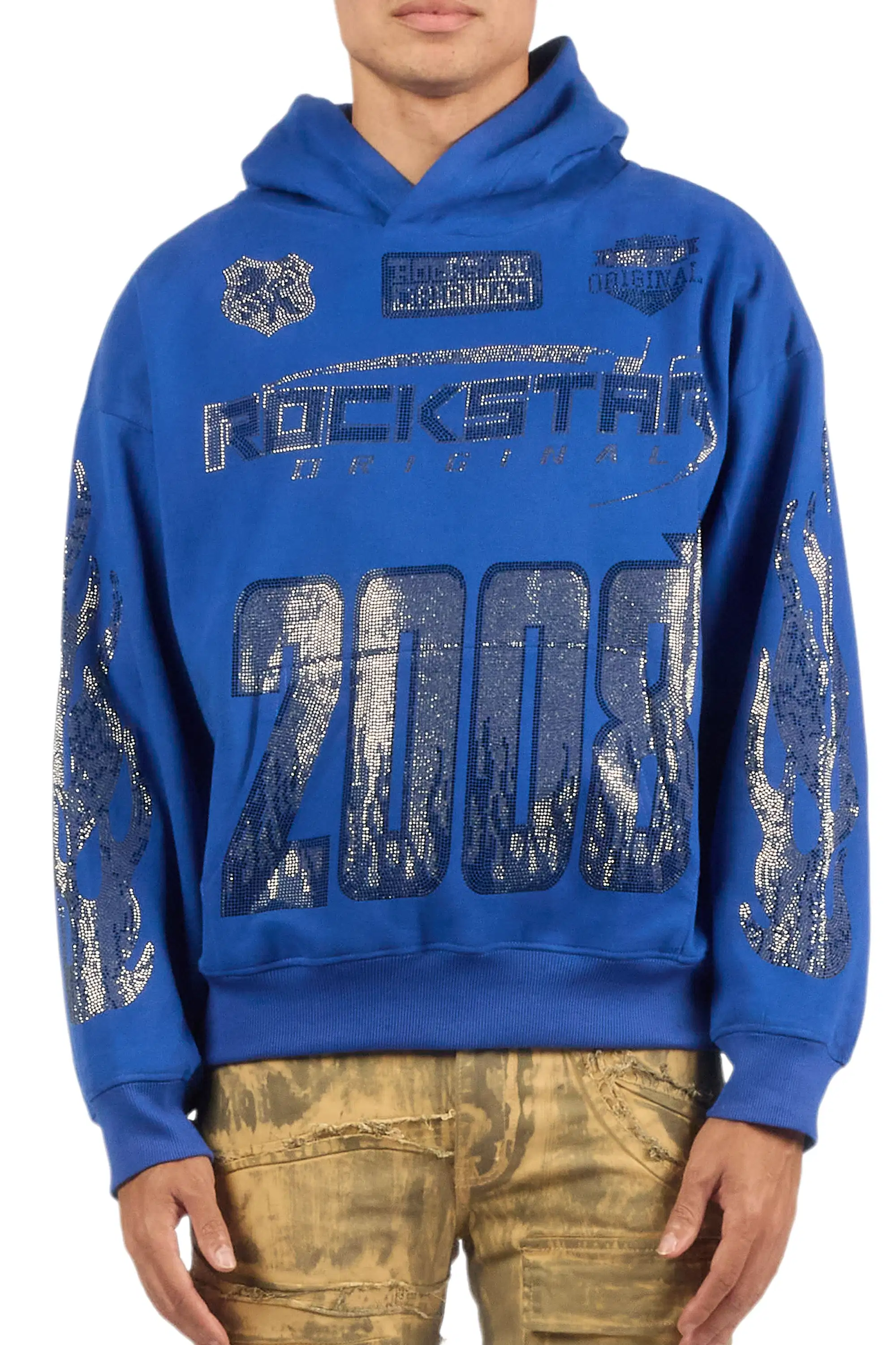 Amos Royal Rhinestone Oversized Hoodie - Image 10