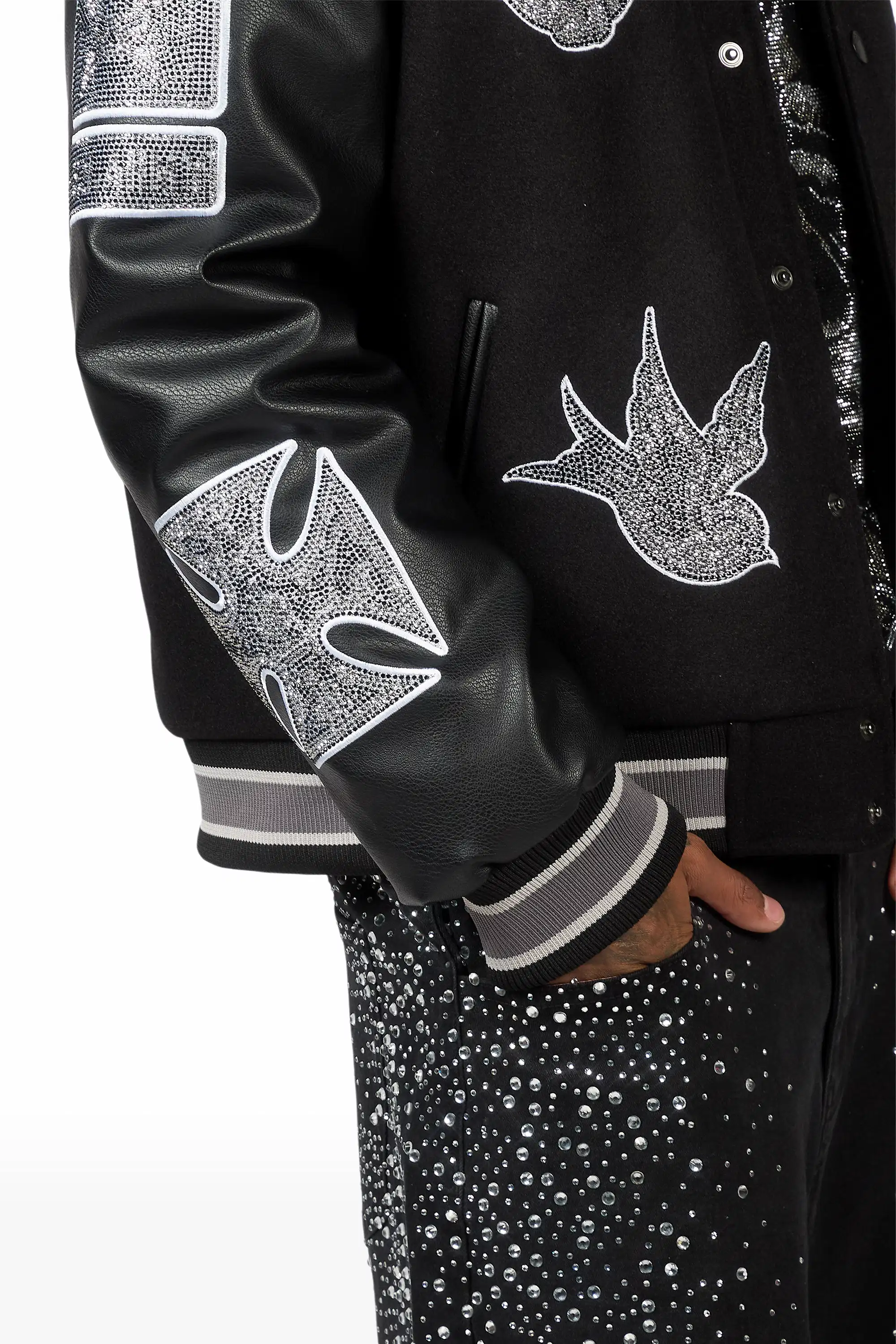 Move In Silence Black Rhinestone Oversized Hoodie - Image 14