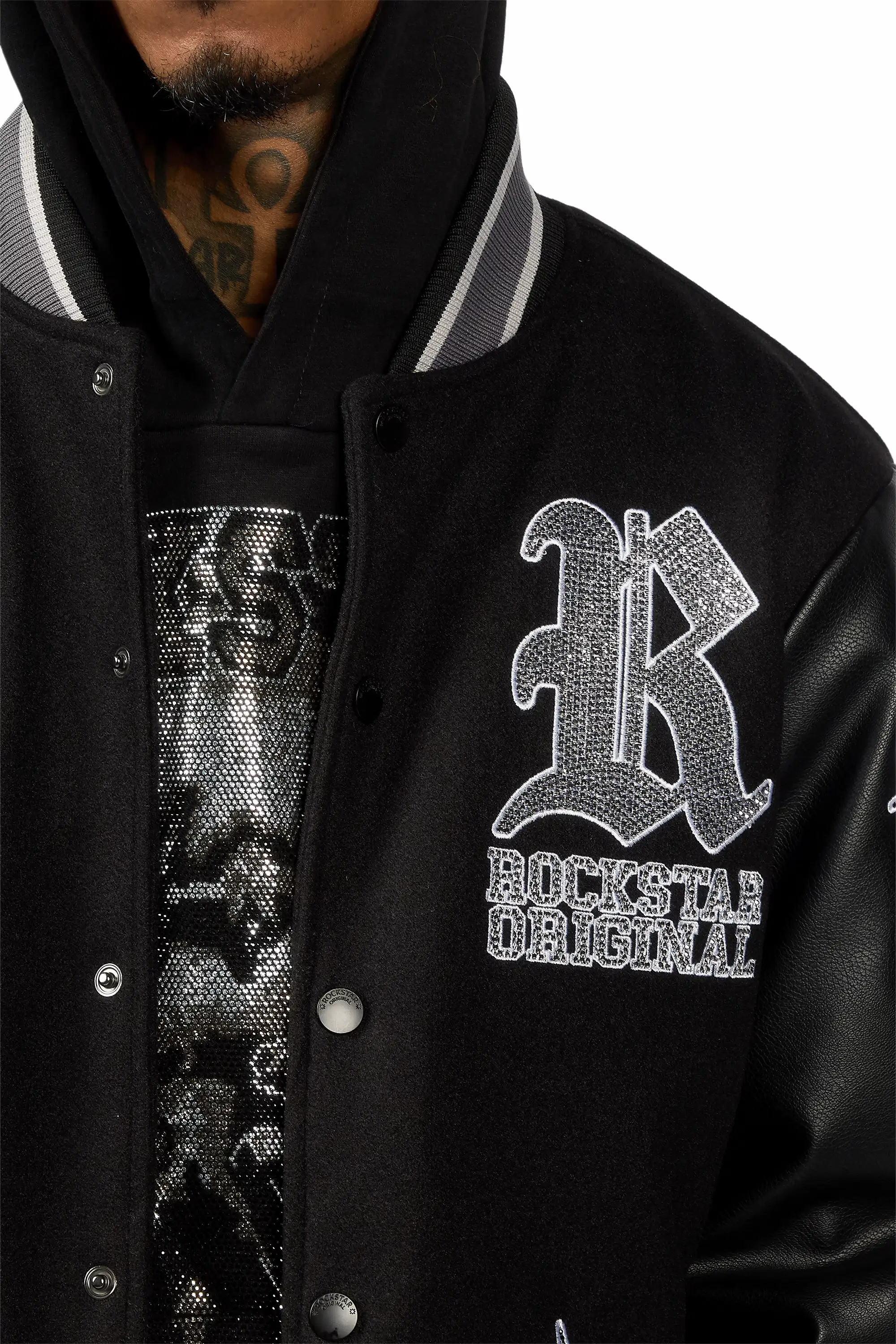 Move In Silence Black Rhinestone Oversized Hoodie - Image 5