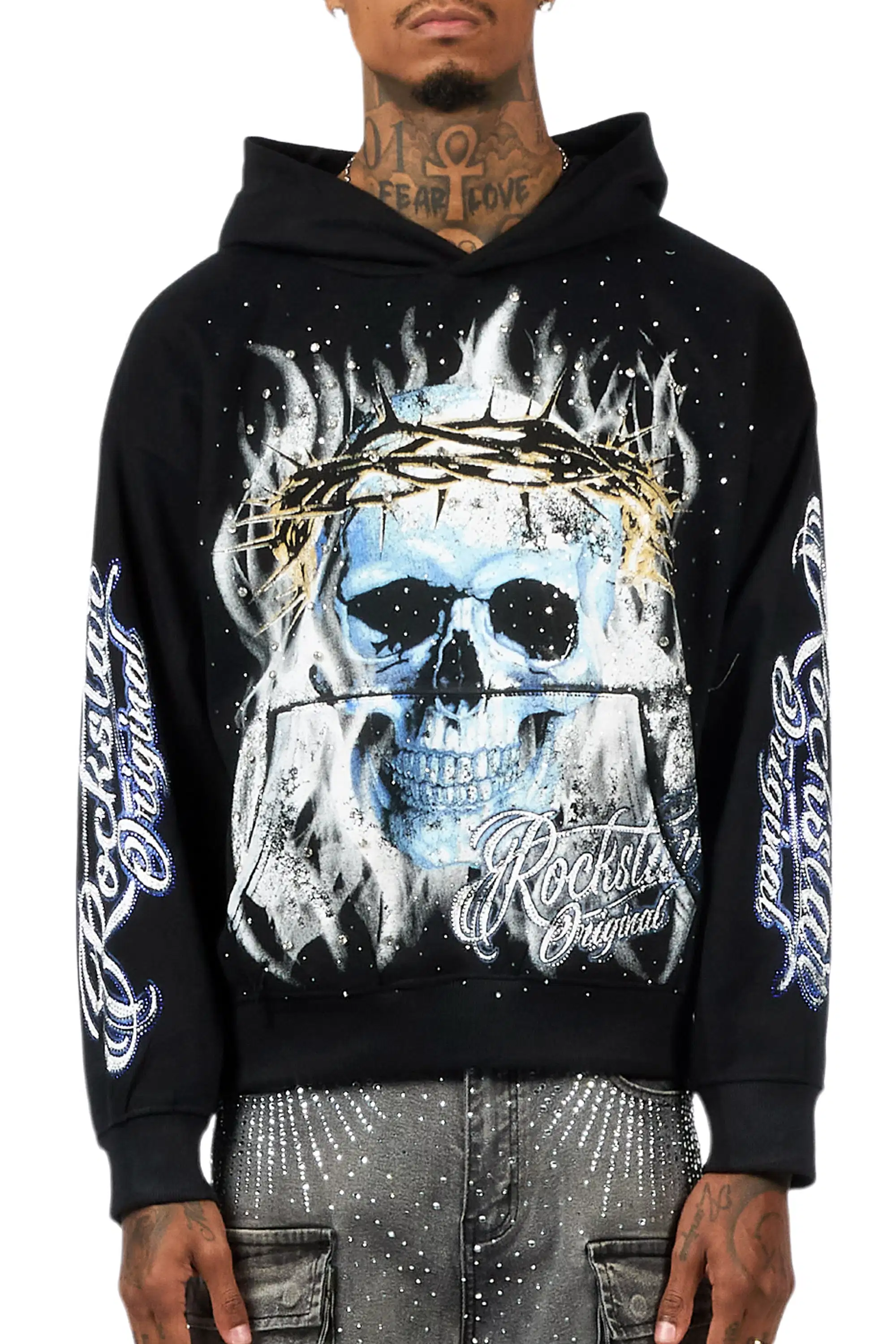 Blaise Black Rhinestone Oversized Hoodie - Image 8