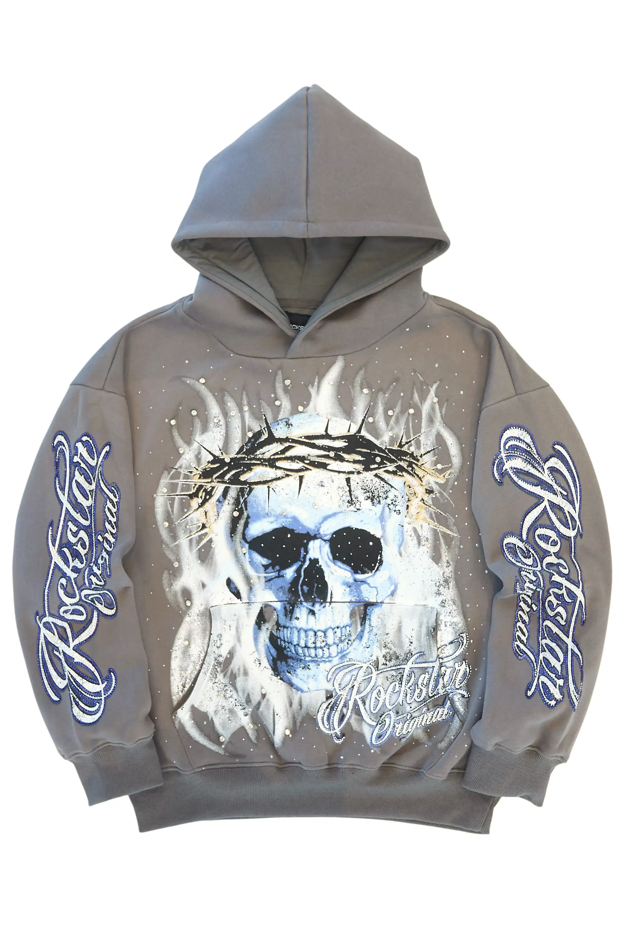 Blaise Charcoal Rhinestone Oversized Hoodie - Image 2