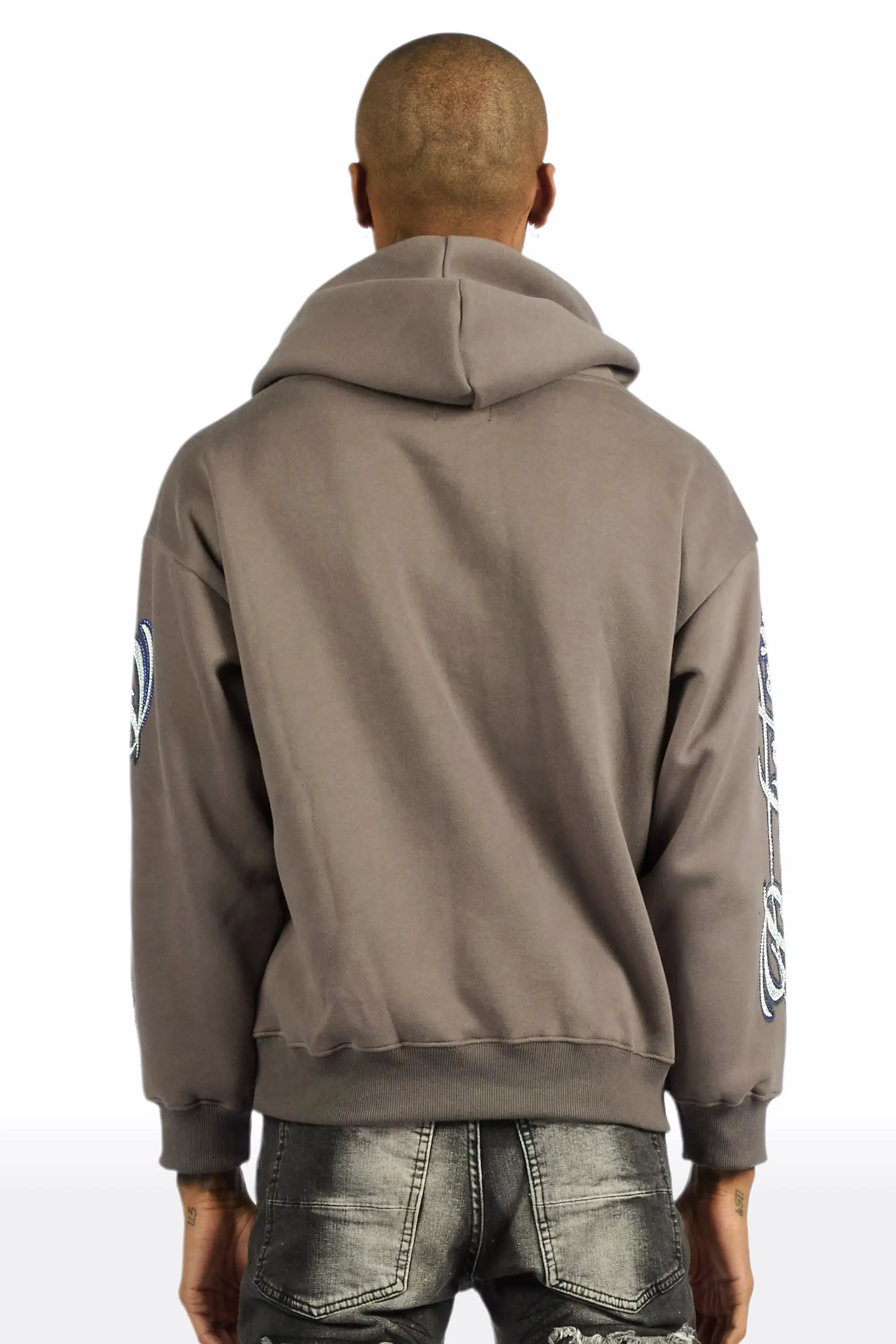 Blaise Charcoal Rhinestone Oversized Hoodie - Image 5