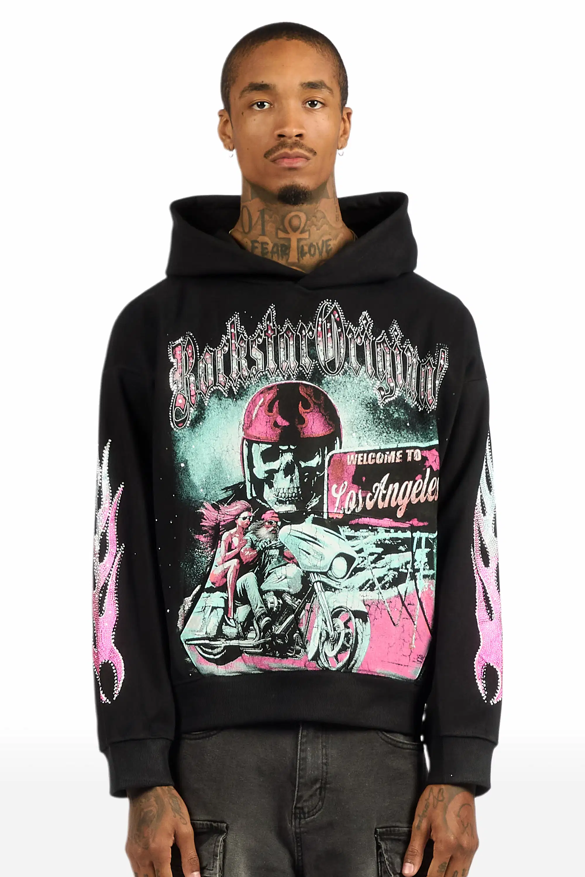 Reece Black Rhinestone Oversized Hoodie - Image 3