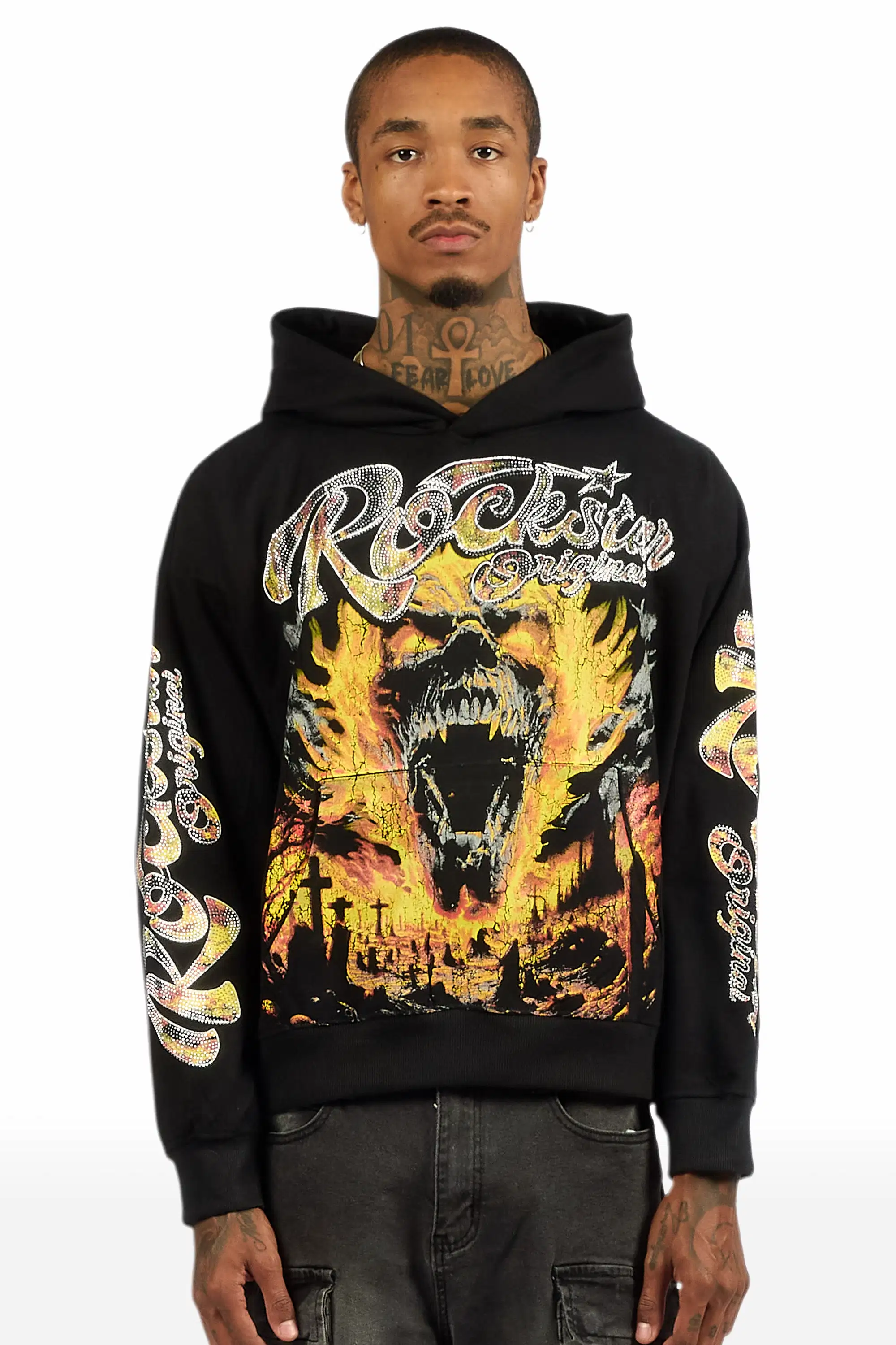 Brun Black Rhinestone Oversized Hoodie - Image 3