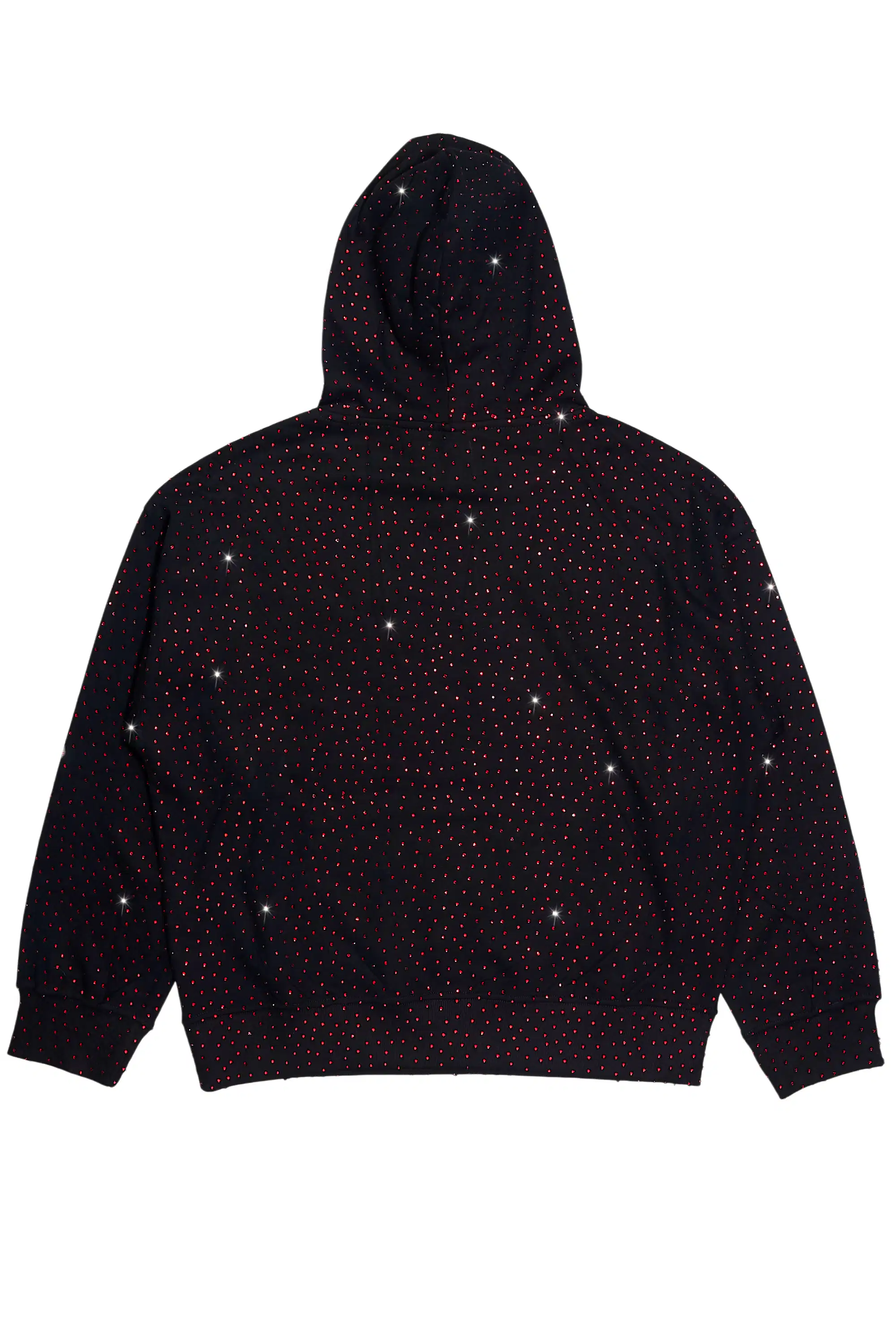 Crystiq Black/Red Rhinestone Oversized Hoodie - Image 4
