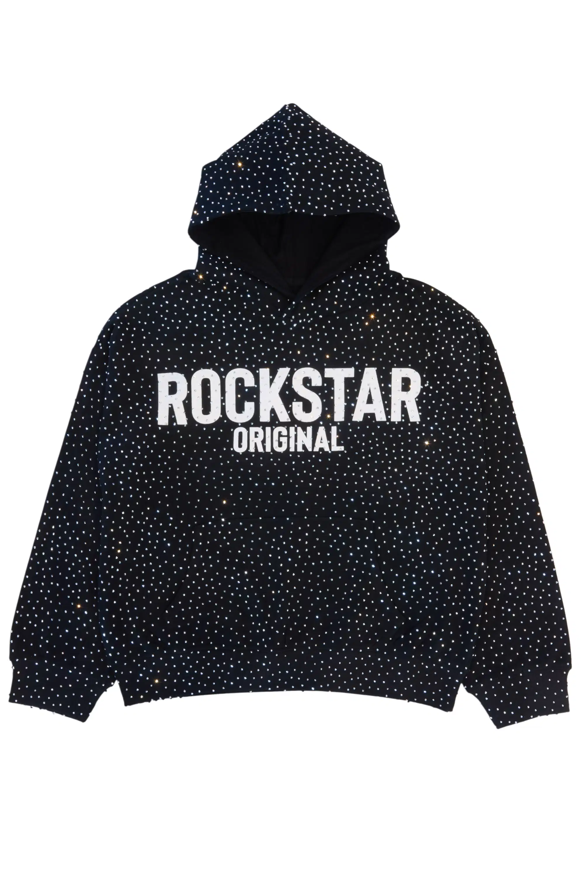 Crystiq Black/White Rhinestone Oversized Hoodie - Image 2