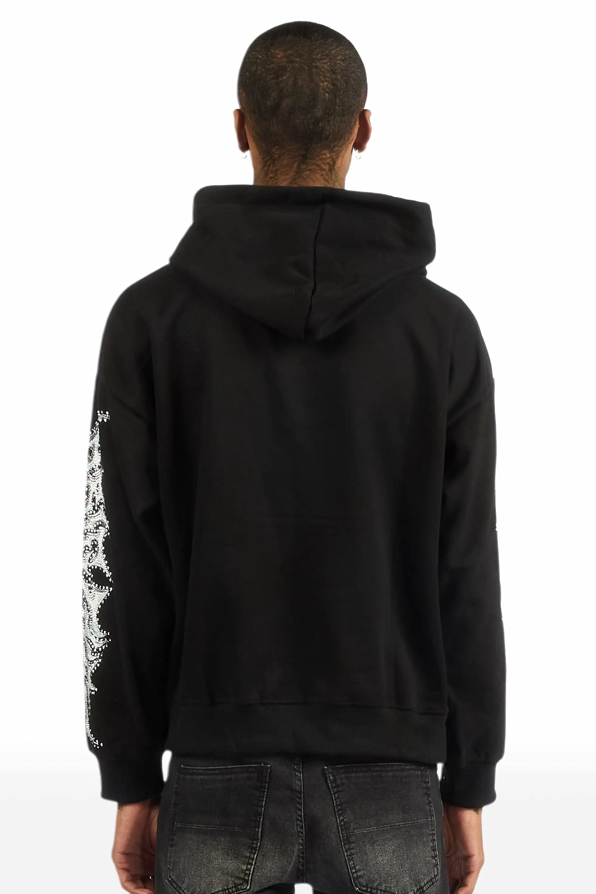 Mesin Black Rhinestone Oversized Hoodie - Image 5