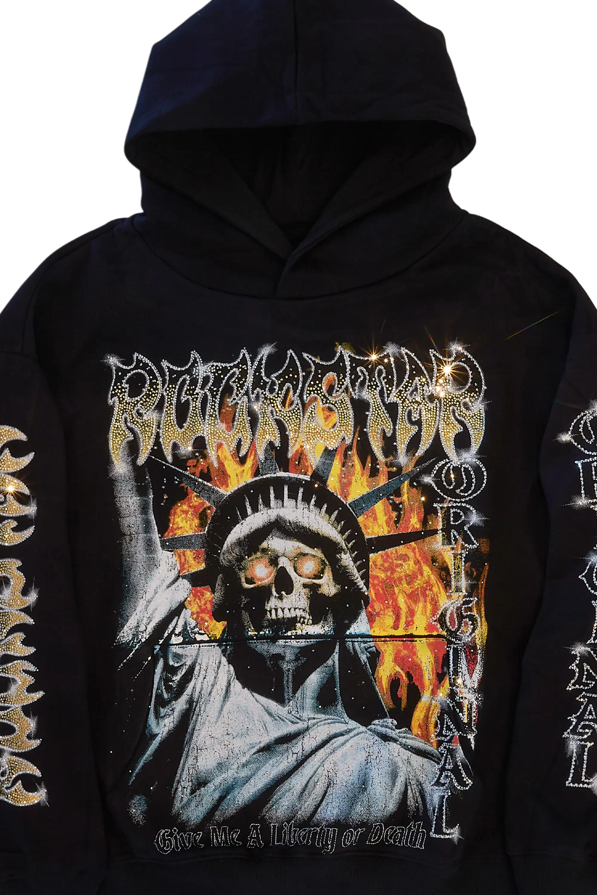 Burza Black Rhinestone Oversized Hoodie - Image 7