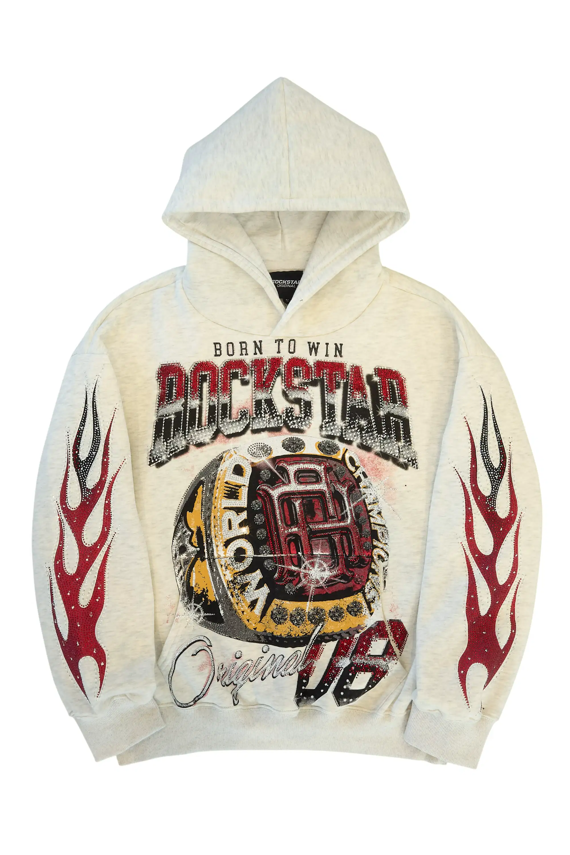 Glans Heather Grey Rhinestone Oversized Hoodie - Image 2