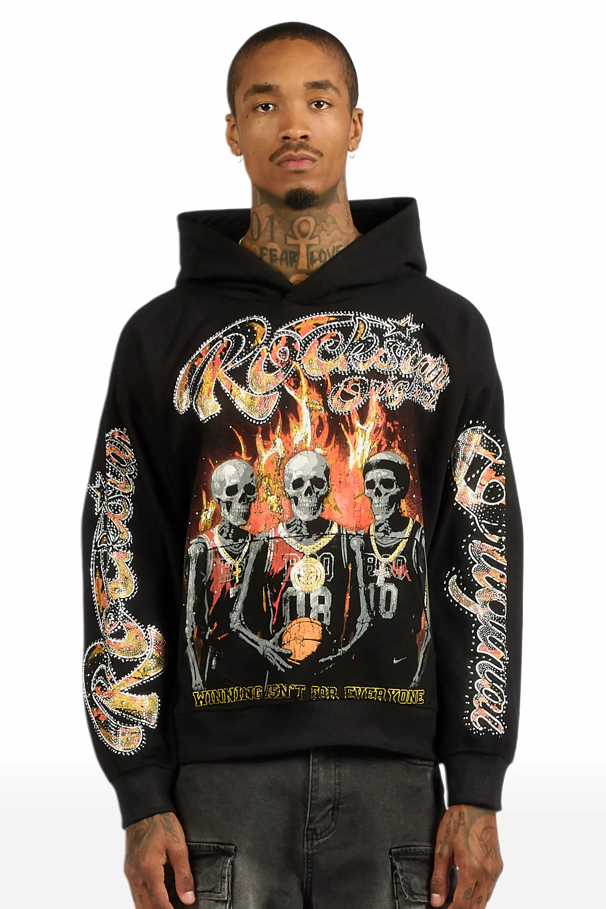 Vincitor Black Rhinestone Oversized Hoodie - Image 3