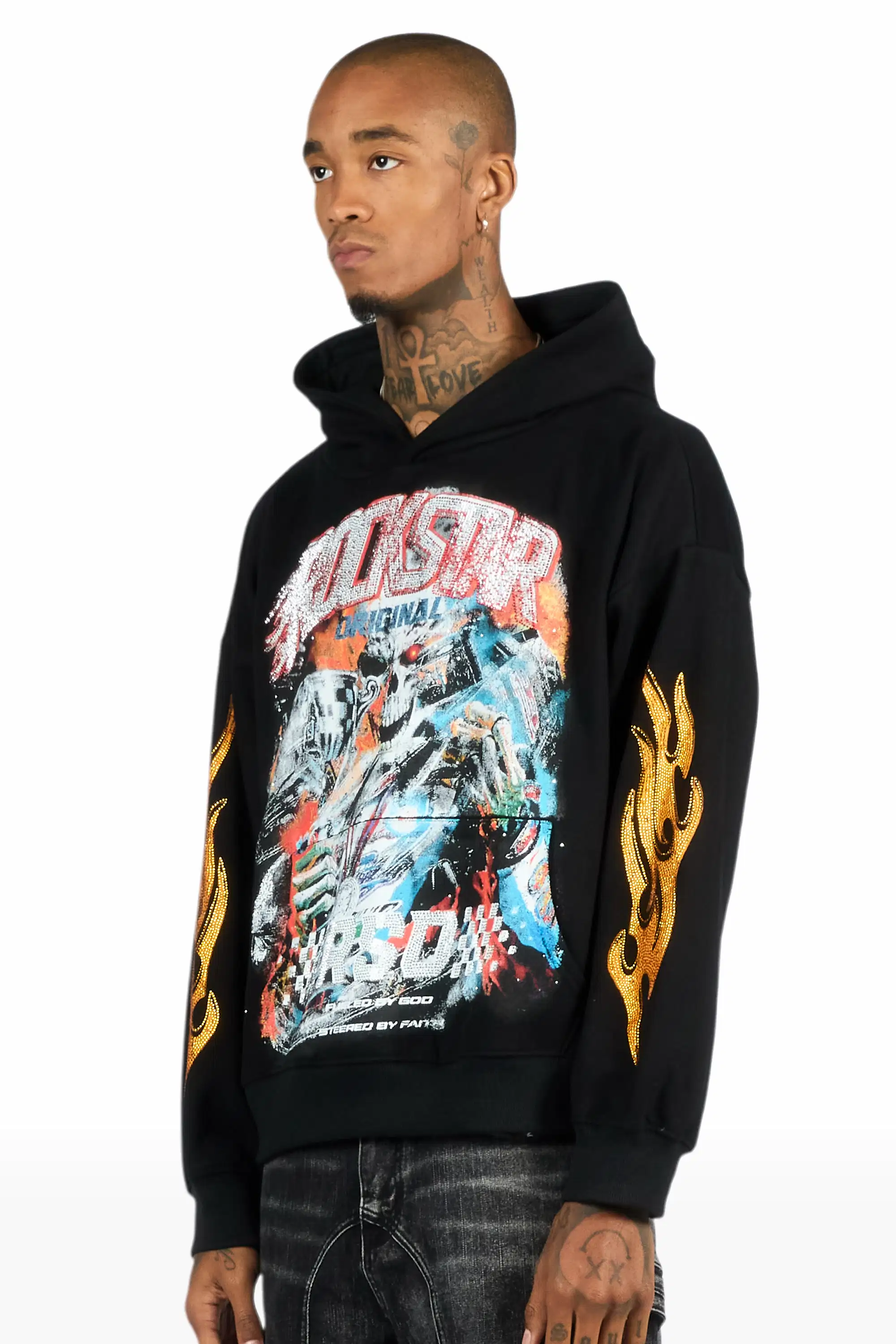 Blaek Black Rhinestone Oversized Hoodie - Image 6