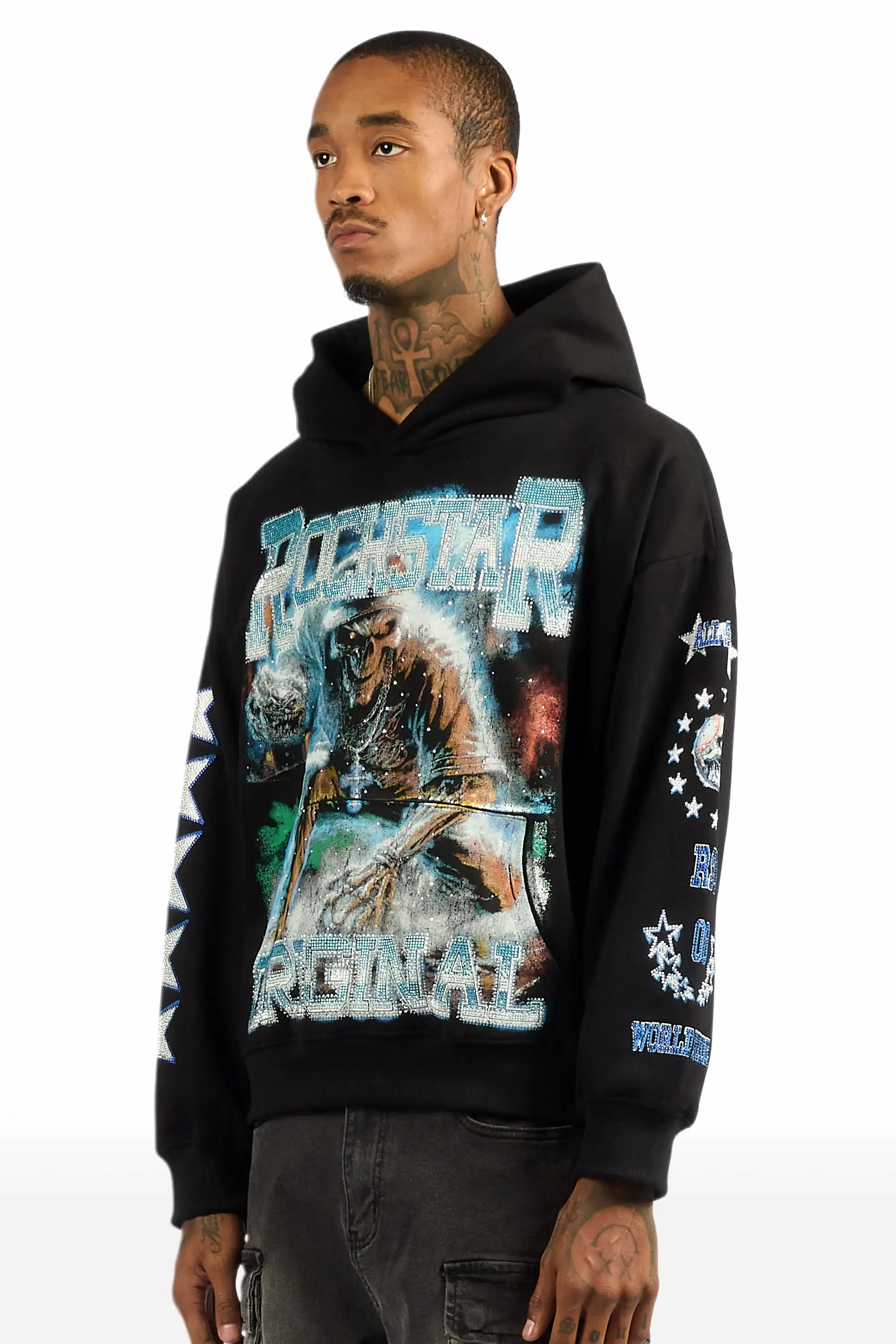 Marxe Black Rhinestone Oversized Hoodie - Image 6