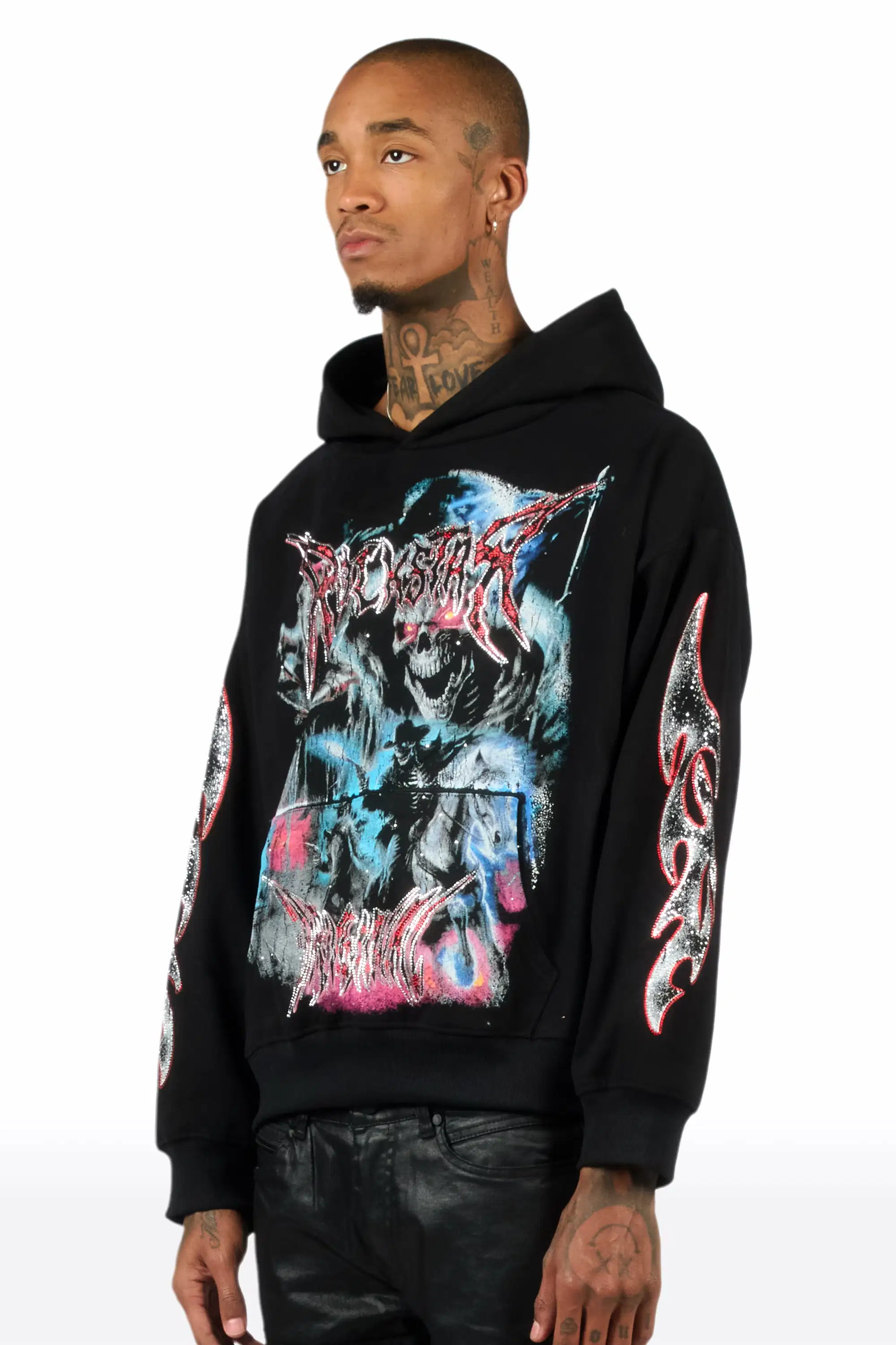 Rix Black Rhinestone Oversized Hoodie - Image 5