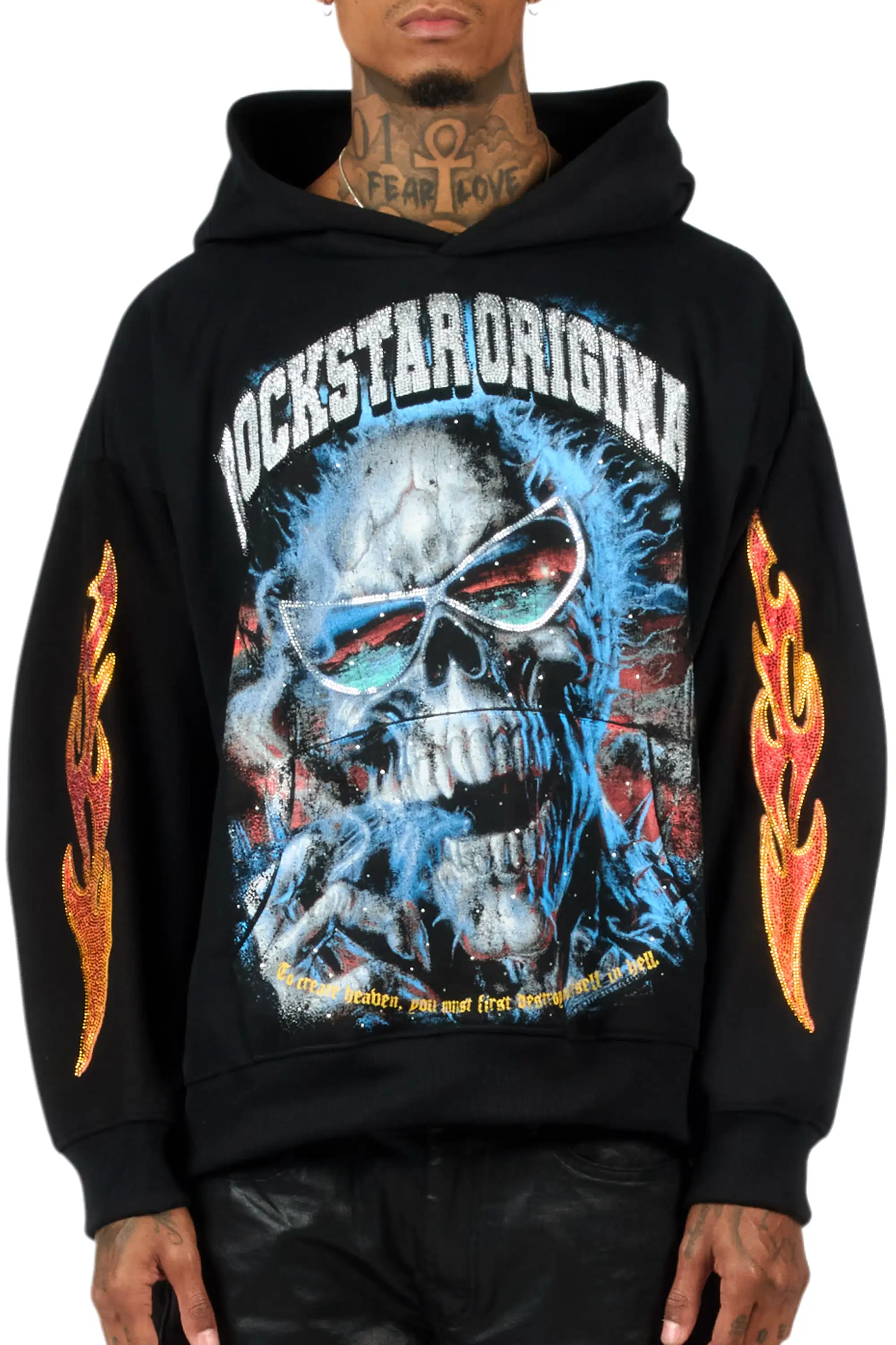 Slate Black Rhinestone Oversized Hoodie - Image 7