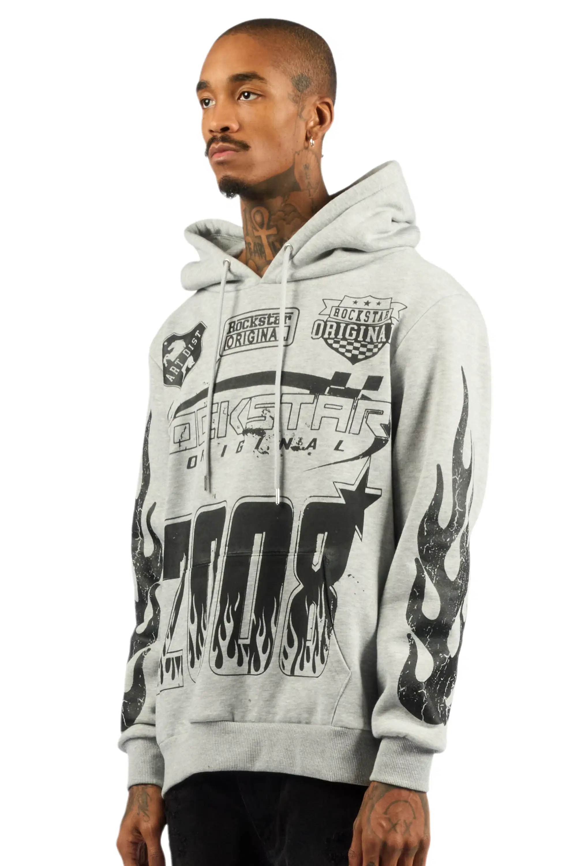 Amos Heather Grey Graphic Relaxed Hoodie - Image 5