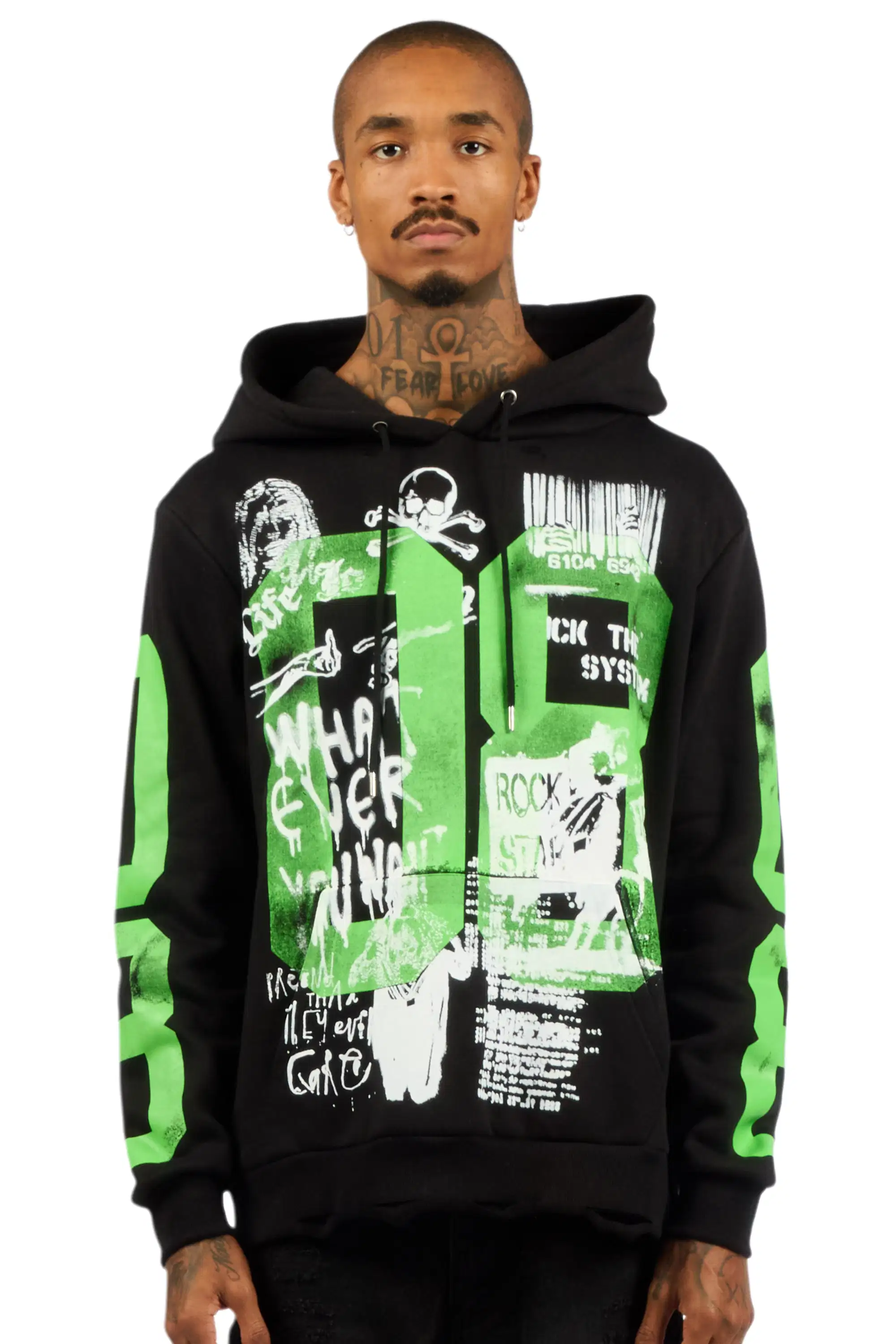 Grill Black/Green Graphic Relaxed Hoodie - Image 2