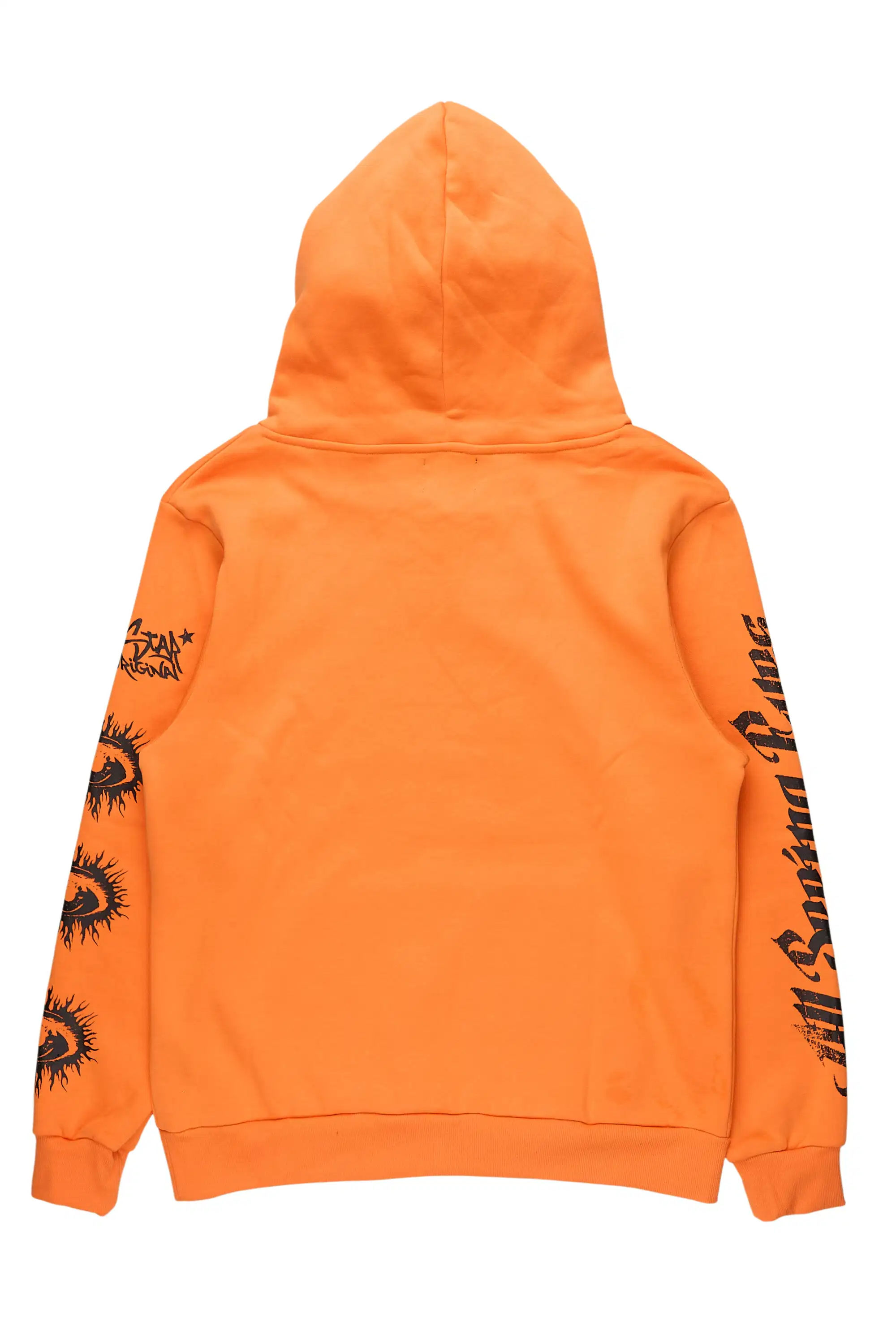 All Seeing Eyes Orange Graphic Relaxed Hoodie - Image 7