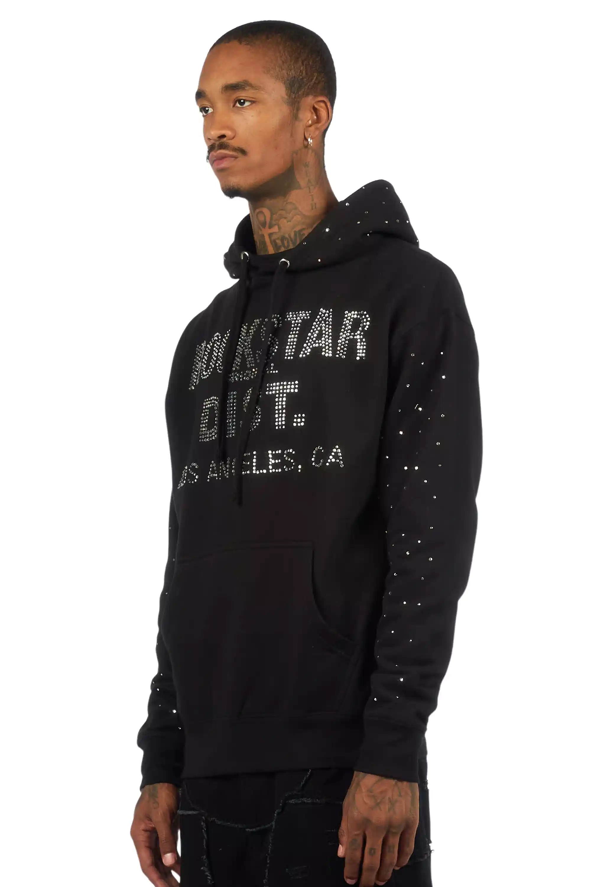 Thryll Black/Silver Rhinestone Graphic Hoodie - Image 4