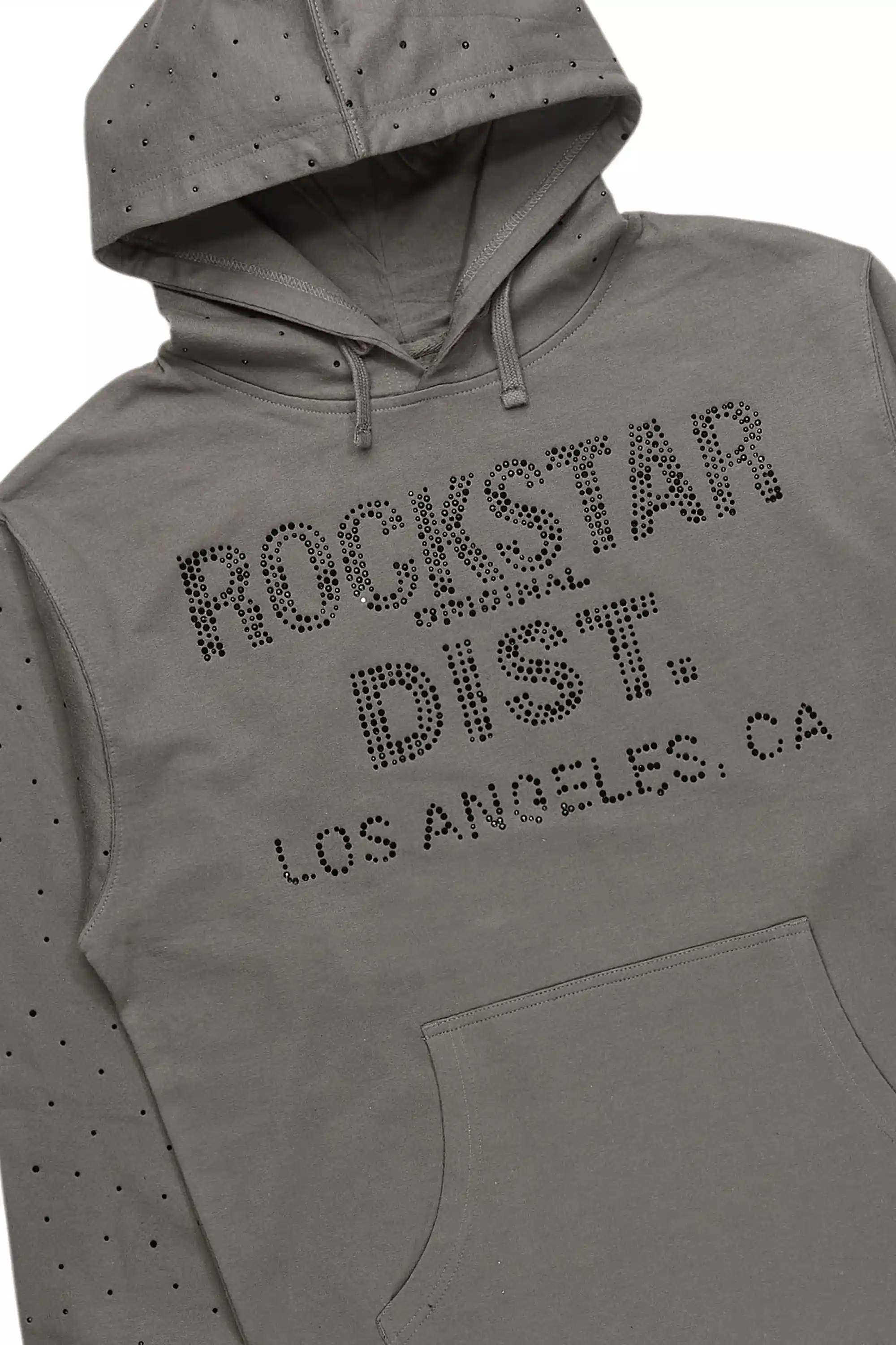 Thryll Heather Grey/Black Rhinestone Graphic Hoodie - Image 8