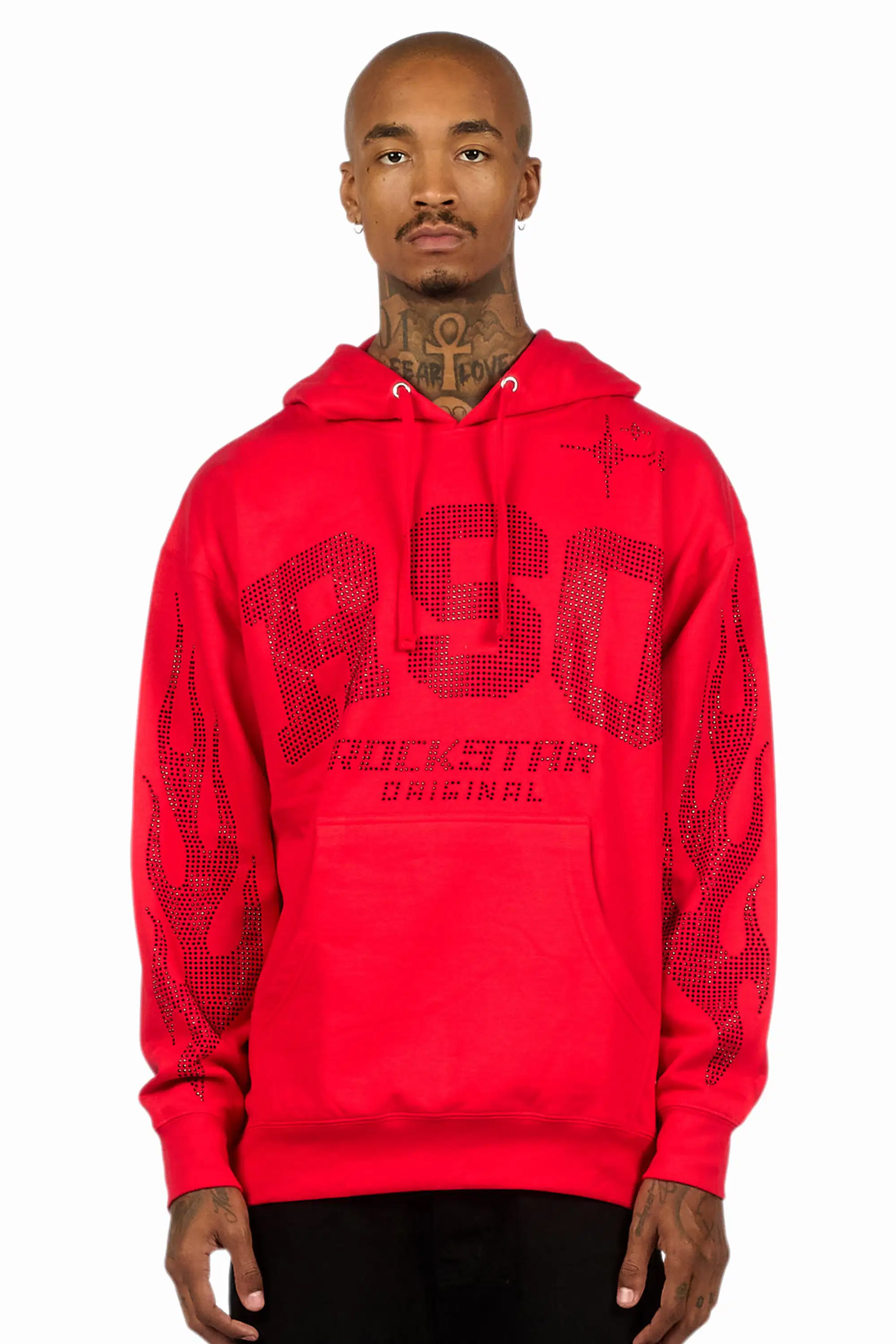 Merek Red/Black Rhinestone Graphic Hoodie - Image 6