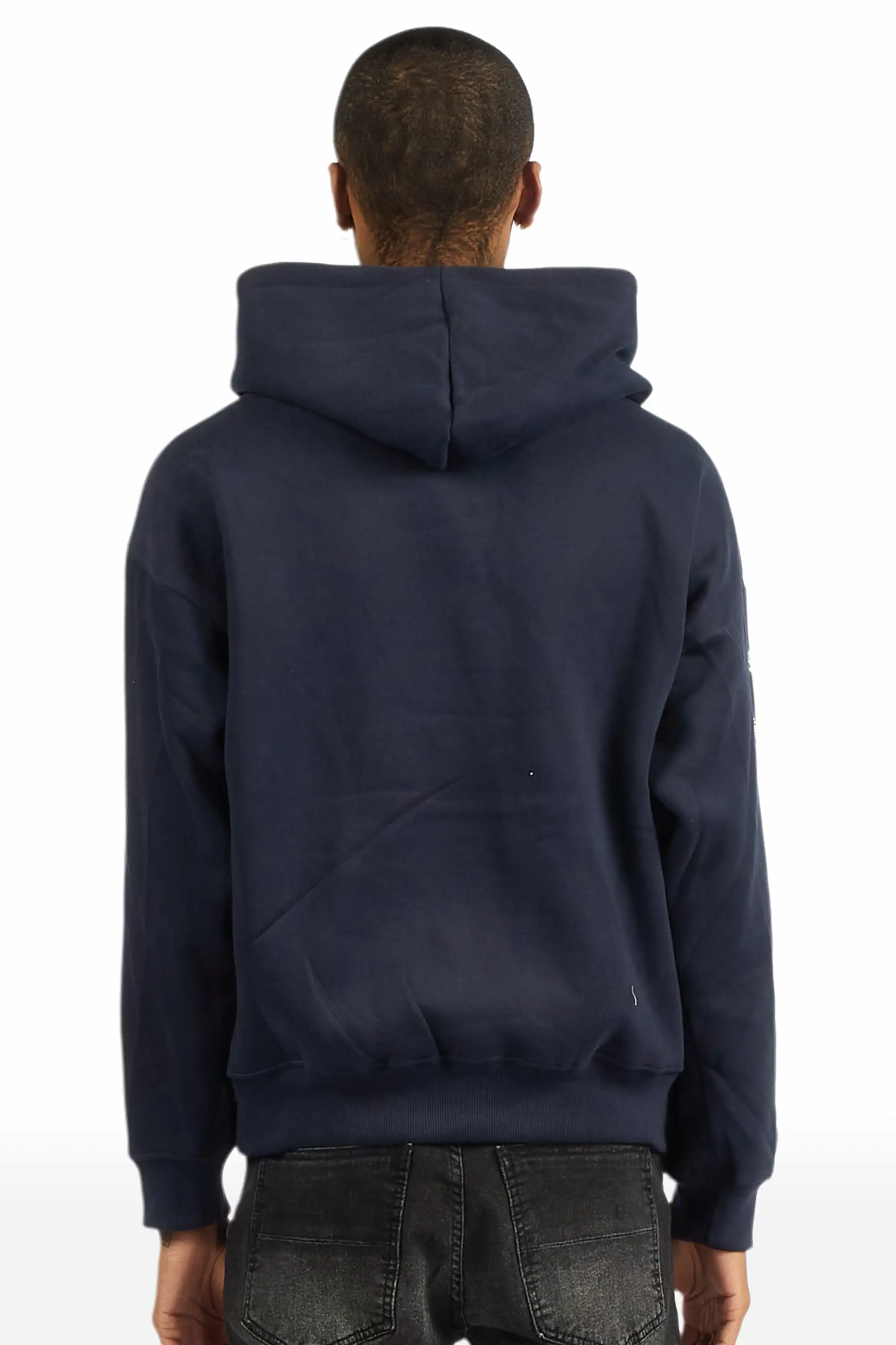 Darius Navy Rhinestone Oversized Hoodie - Image 5