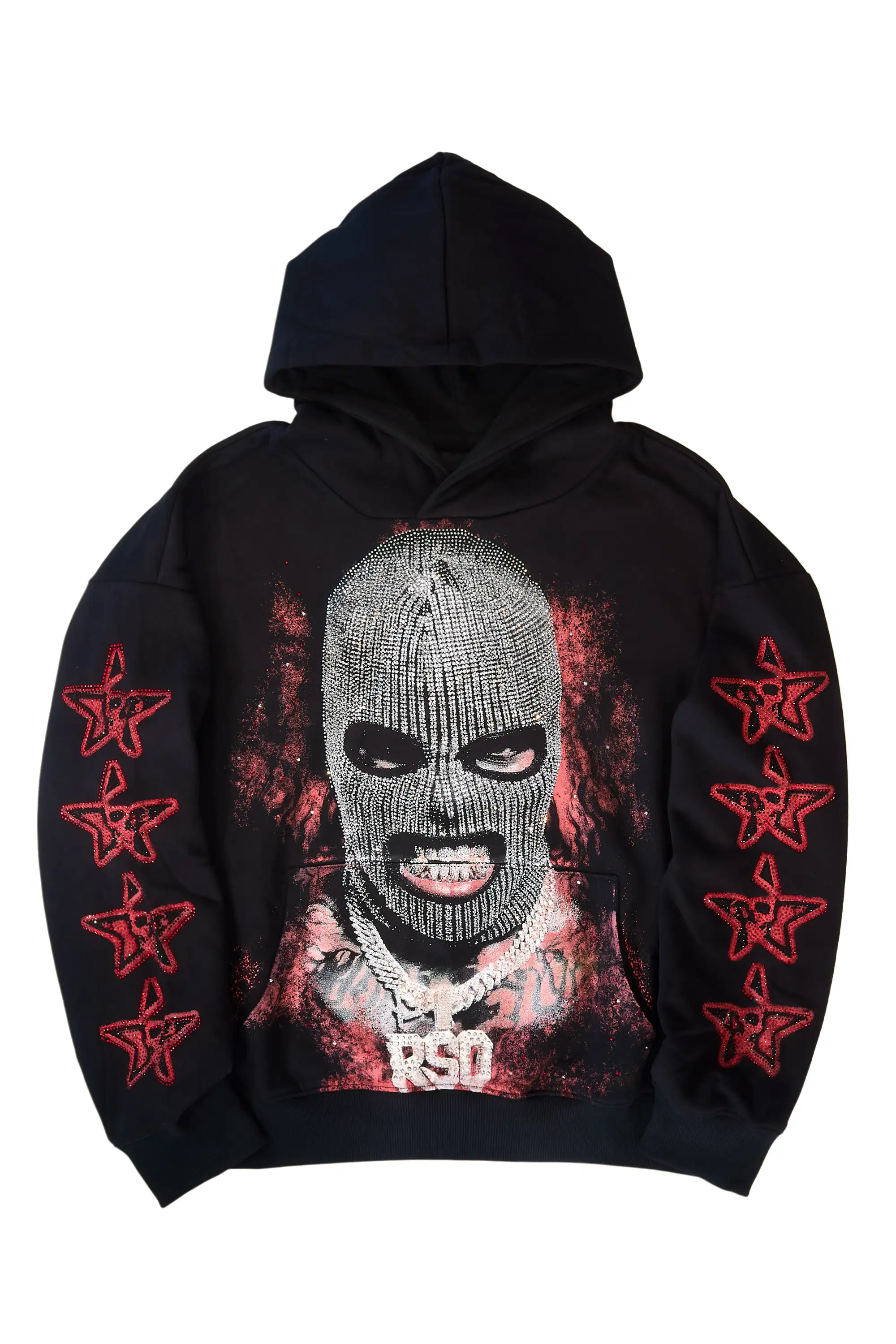 Tyvion Black Rhinestone Oversized Hoodie