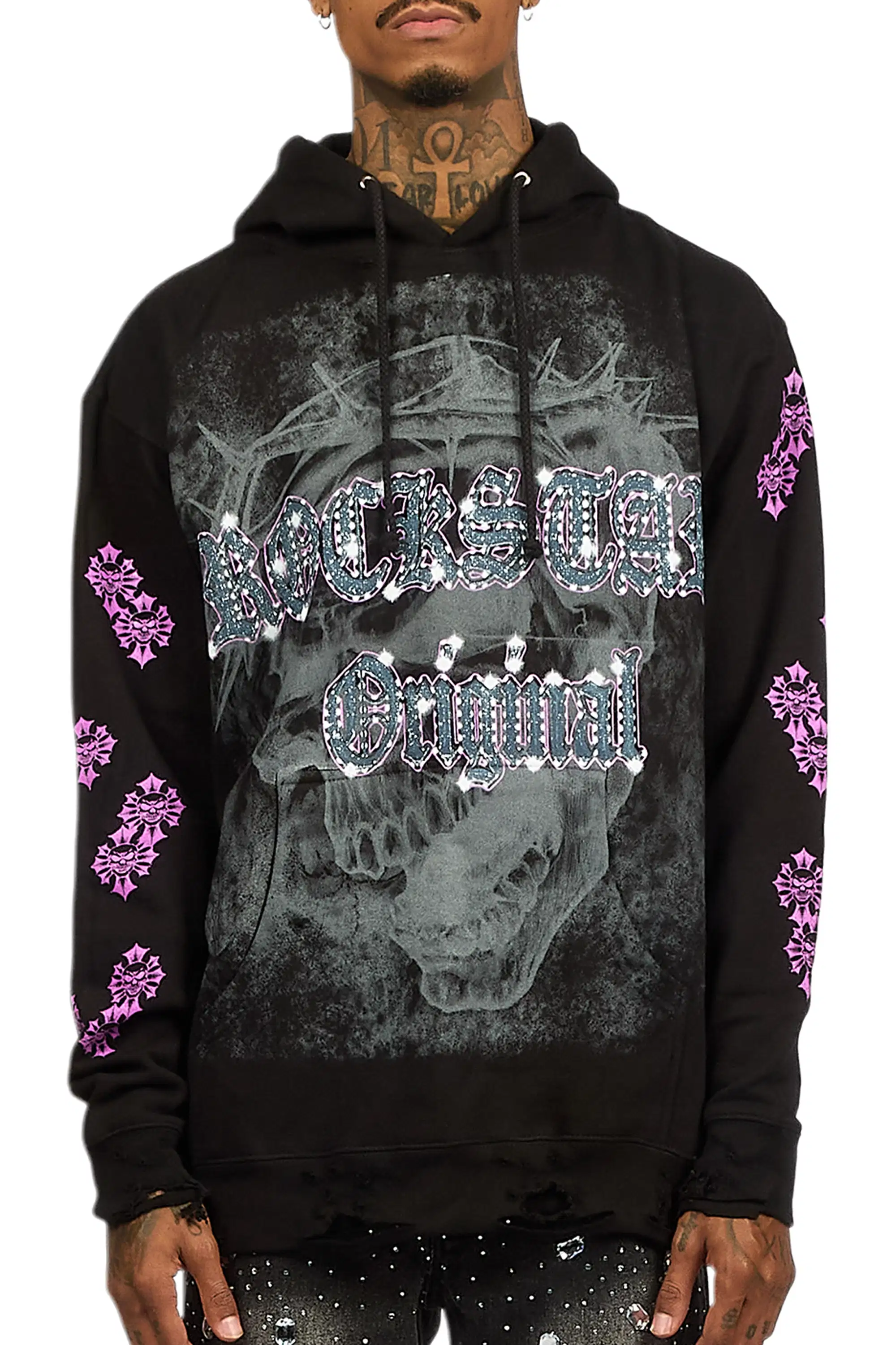 Kyze Black/Multi Distressed Graphic Hoodie - Image 7