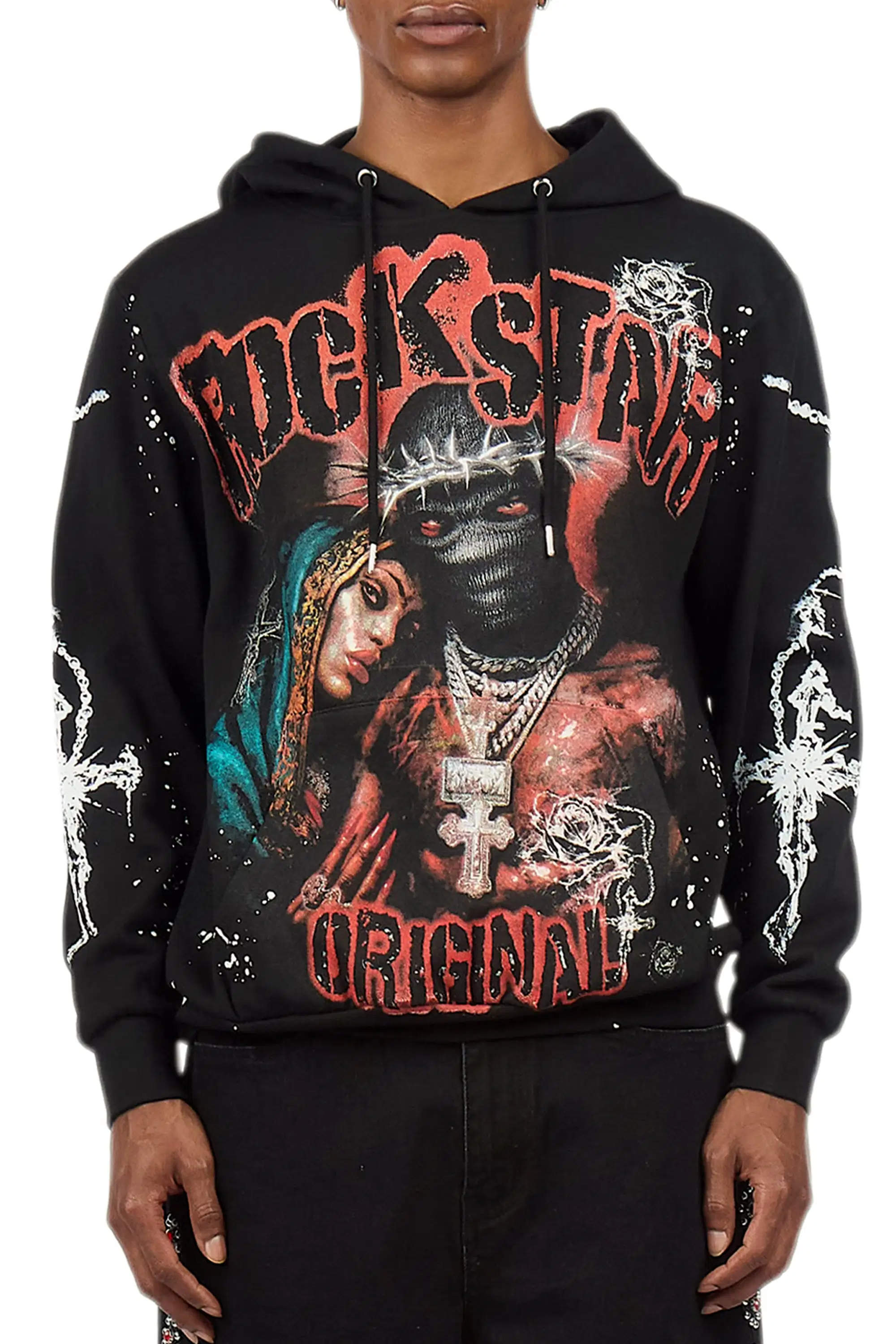 Vontae Black/Red Painted Hoodie - Image 8