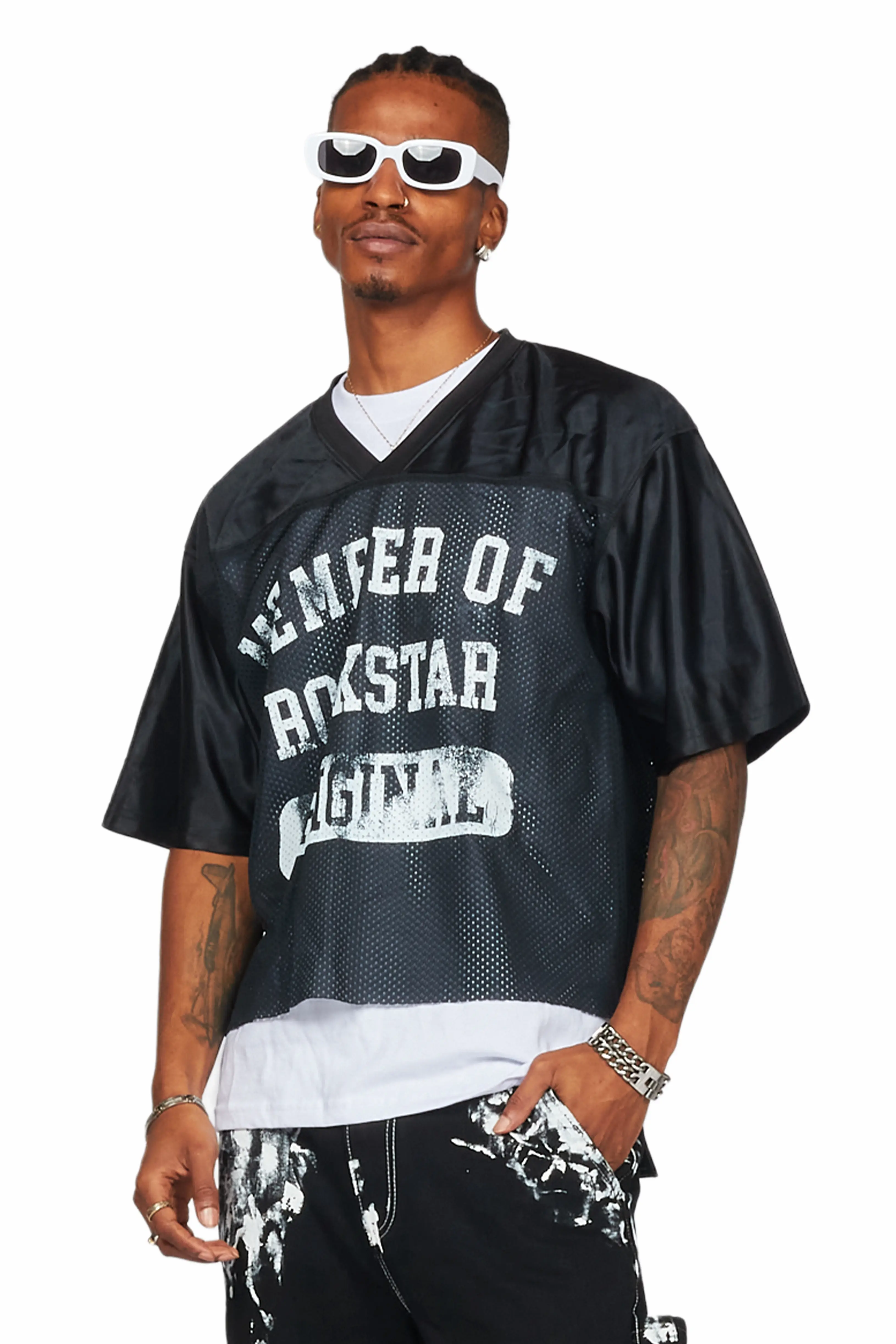 Danian Black Graphic Mesh Jersey - Image 4