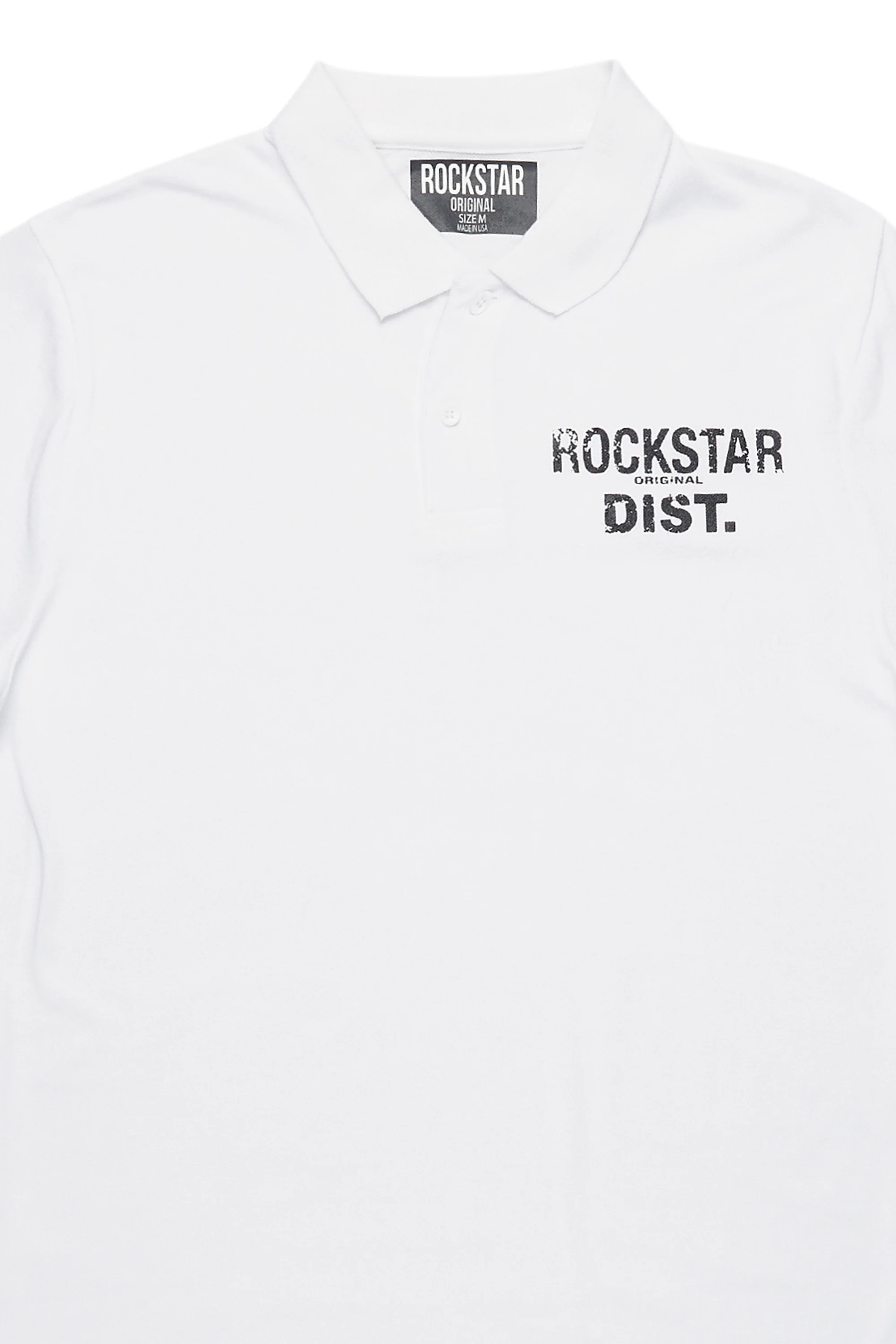 Flynn White/Black Polo Shirt - Image 8