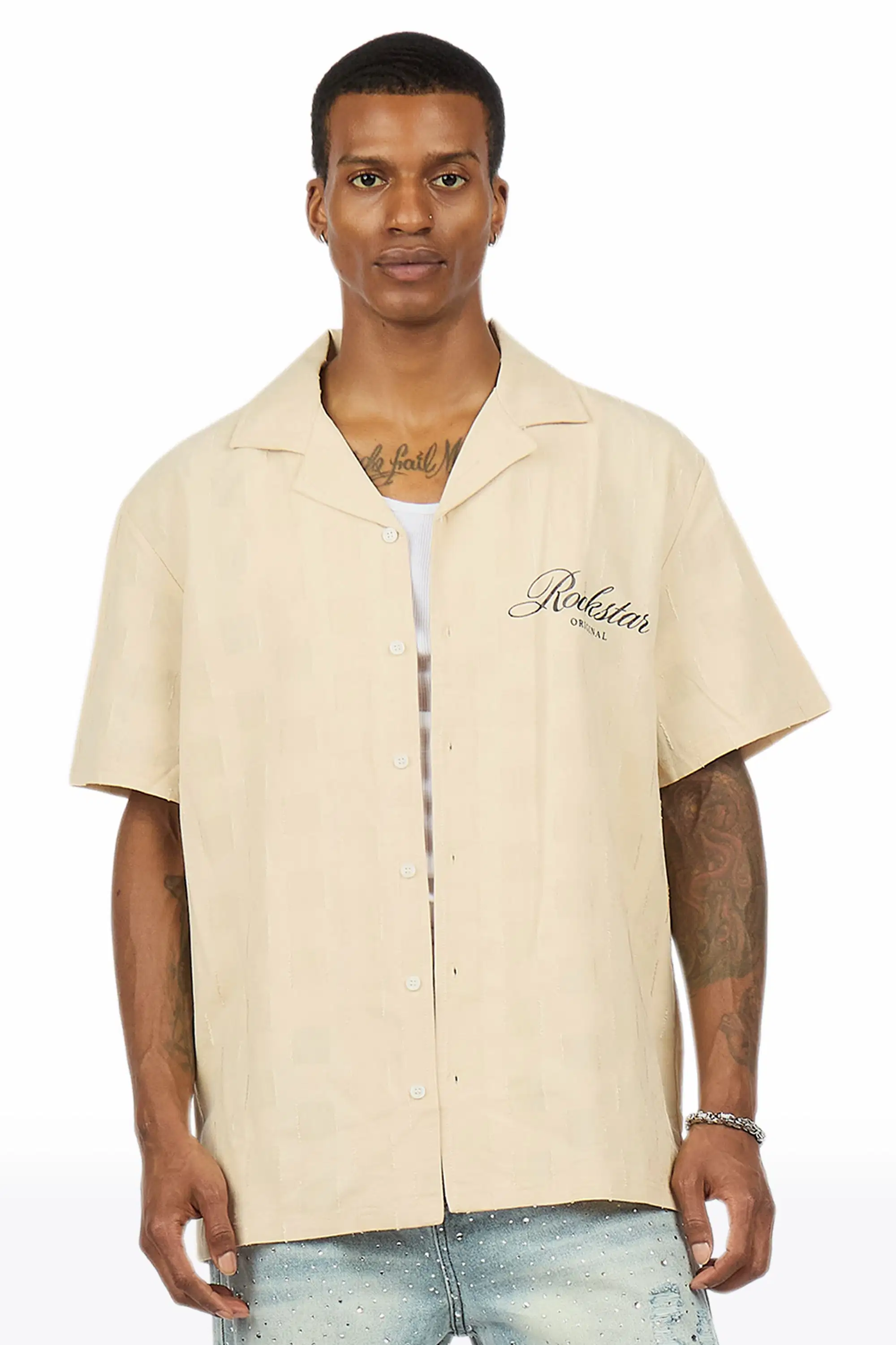 Payne Beige Button Down Shirt - Image 3
