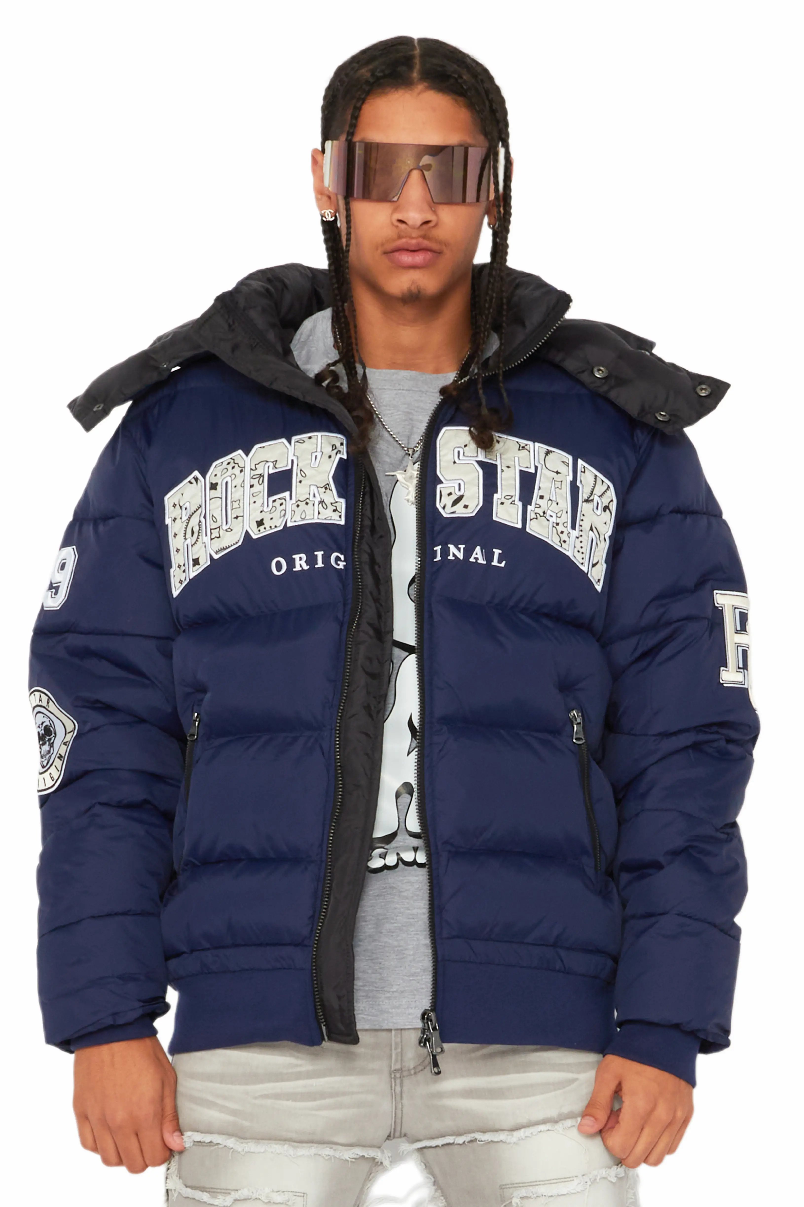 Bronx Navy Heavy Puffer Jacket - Image 2
